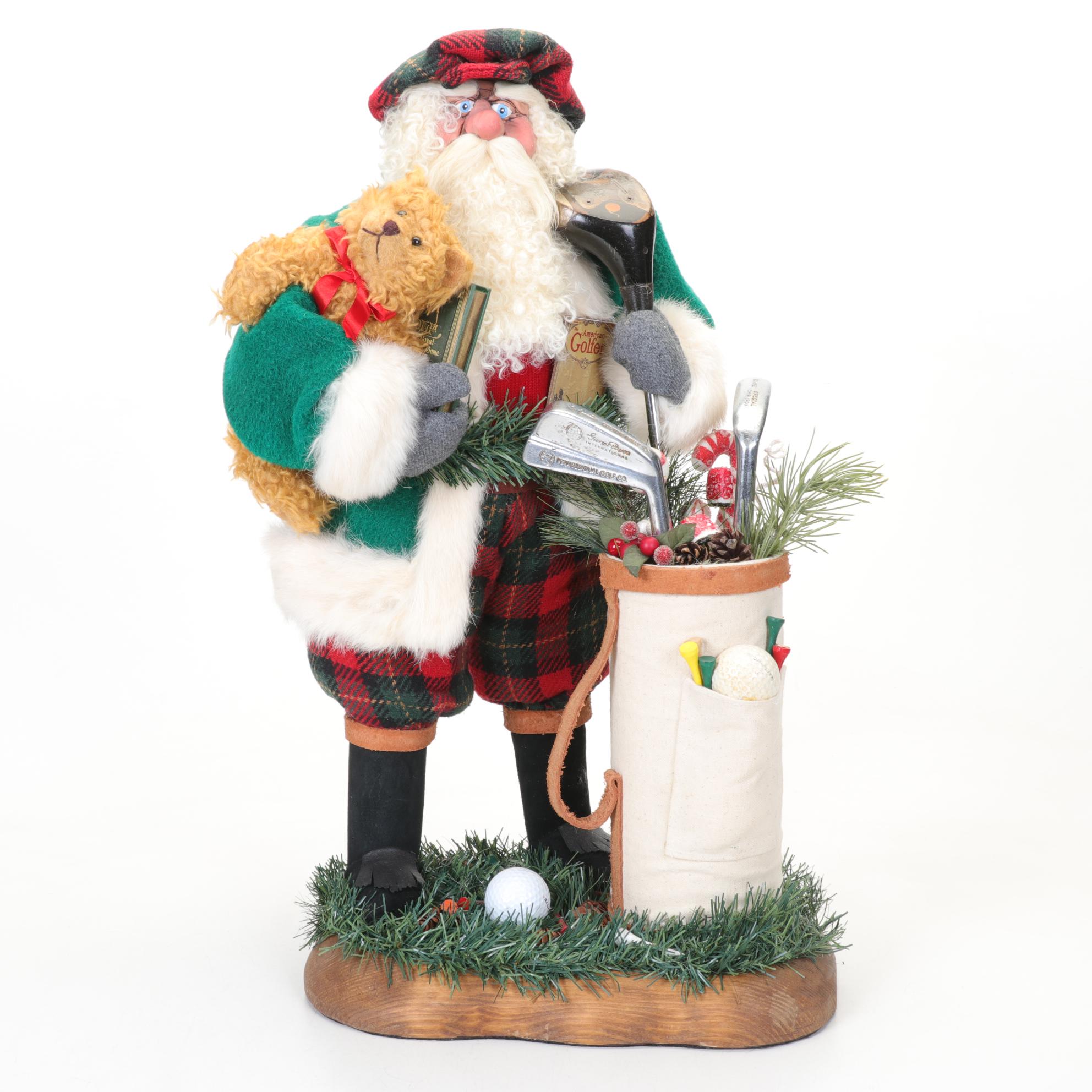 Signed Golfing Santa Claus Statue, 2009