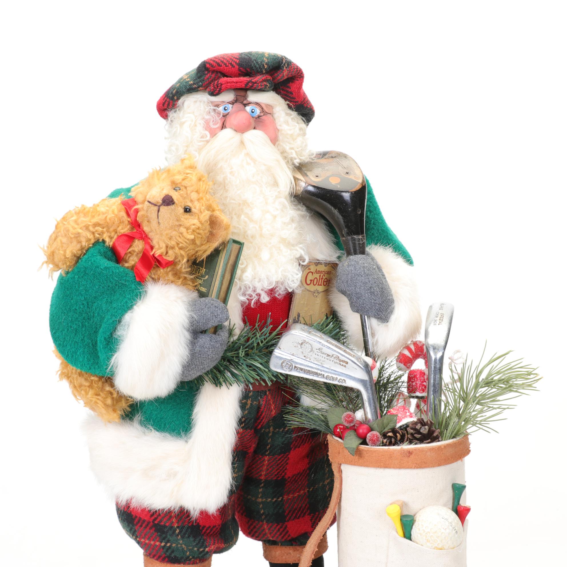 Signed Golfing Santa Claus Statue, 2009