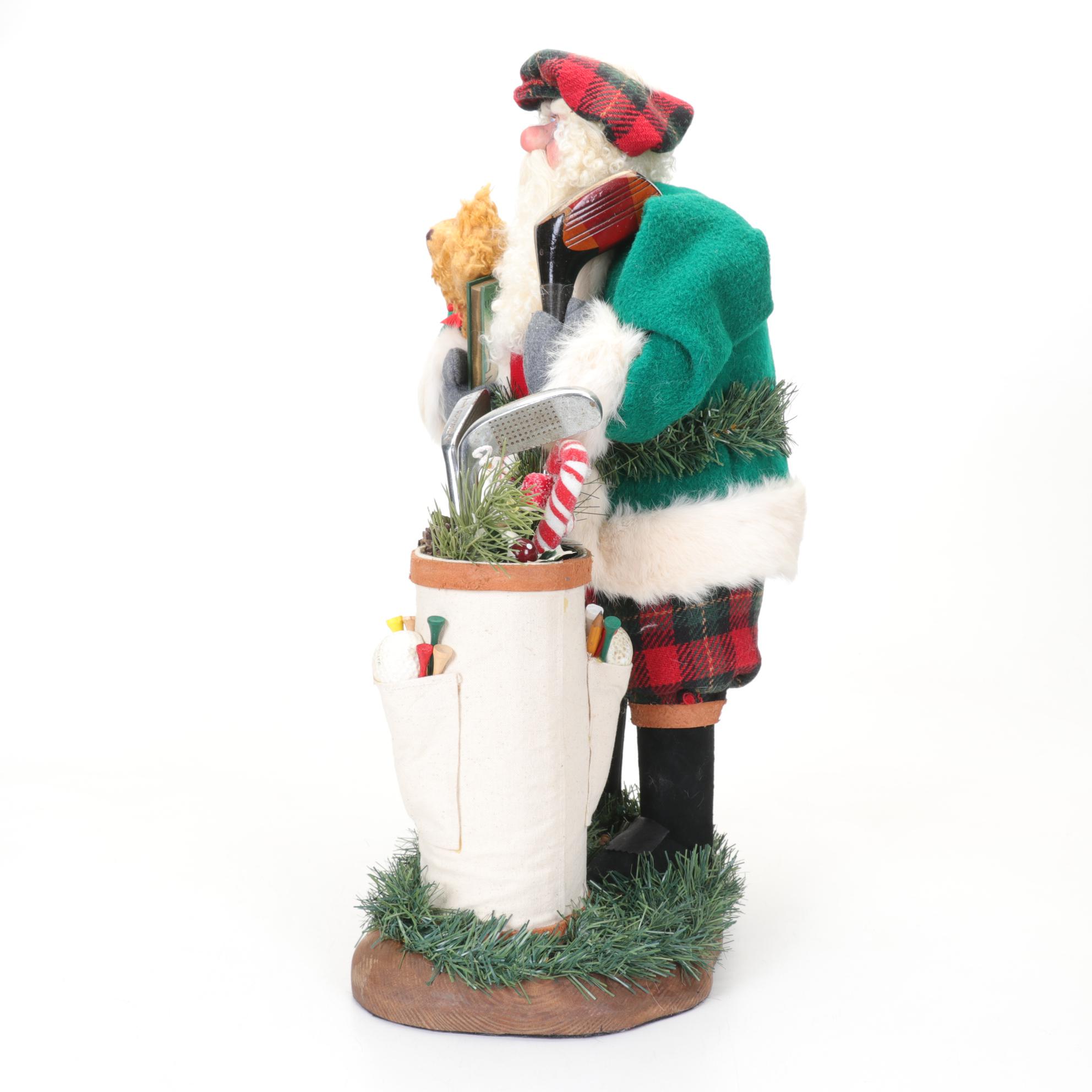 Signed Golfing Santa Claus Statue, 2009