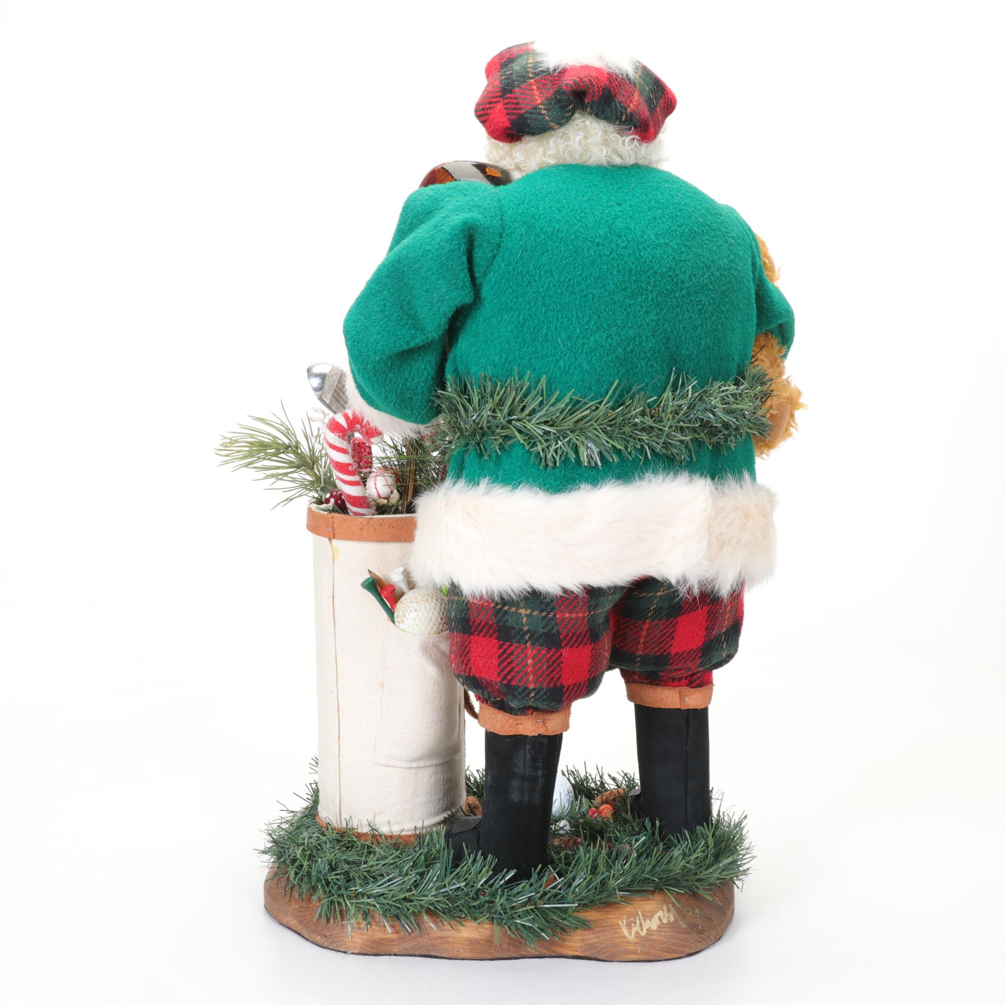 Signed Golfing Santa Claus Statue, 2009