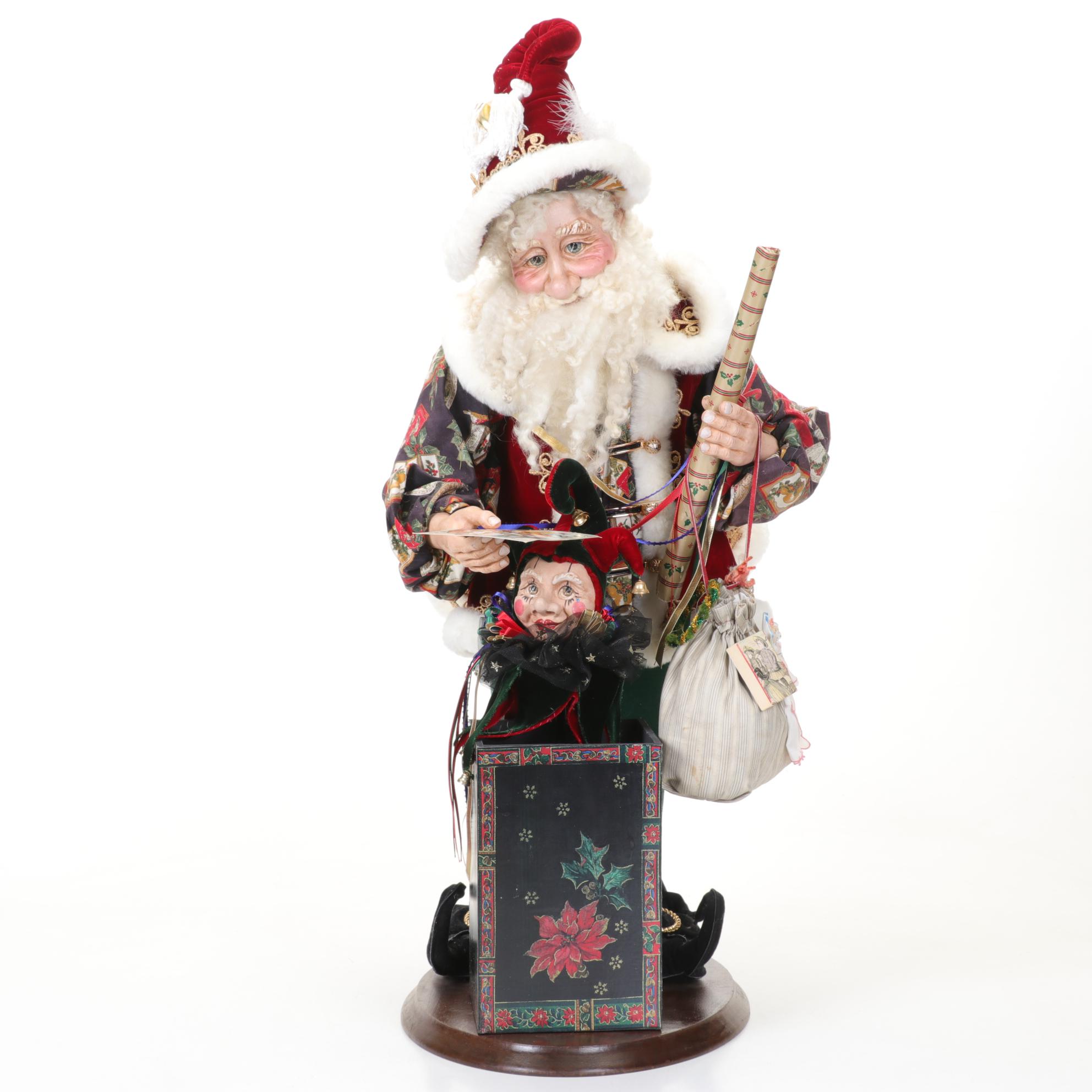 Amaranth Productions Santa with Jack-in-the-Box Figurine
