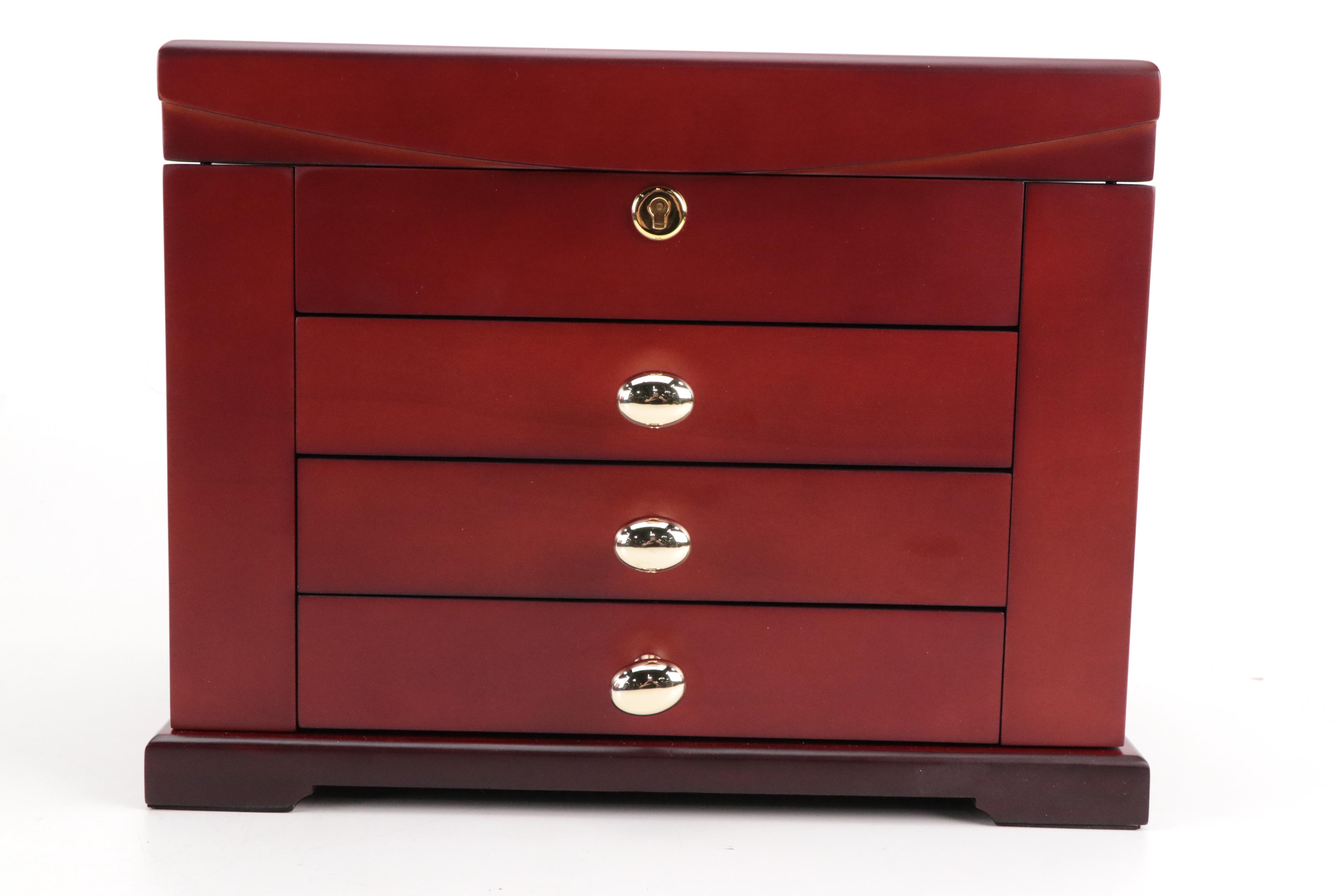 Jere Cherry Wood Finish Jewelry Box