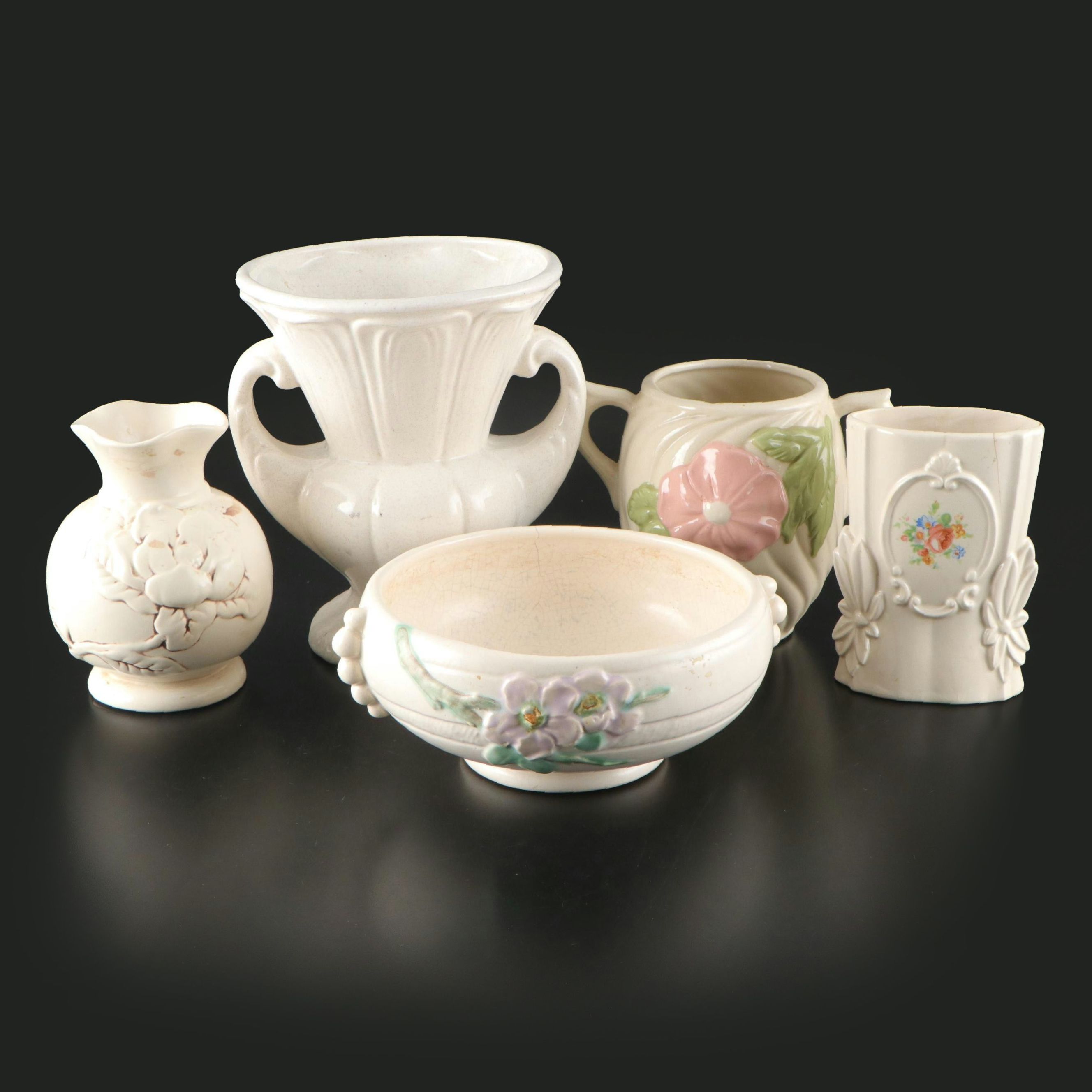 Weller and More American Art Pottery Floral and White Vases and Planters