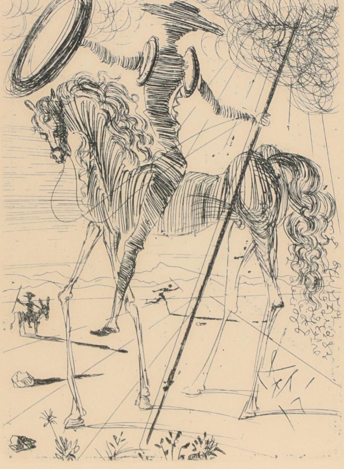 Salvador Dalí Restrike Etching "Don Quixote"
