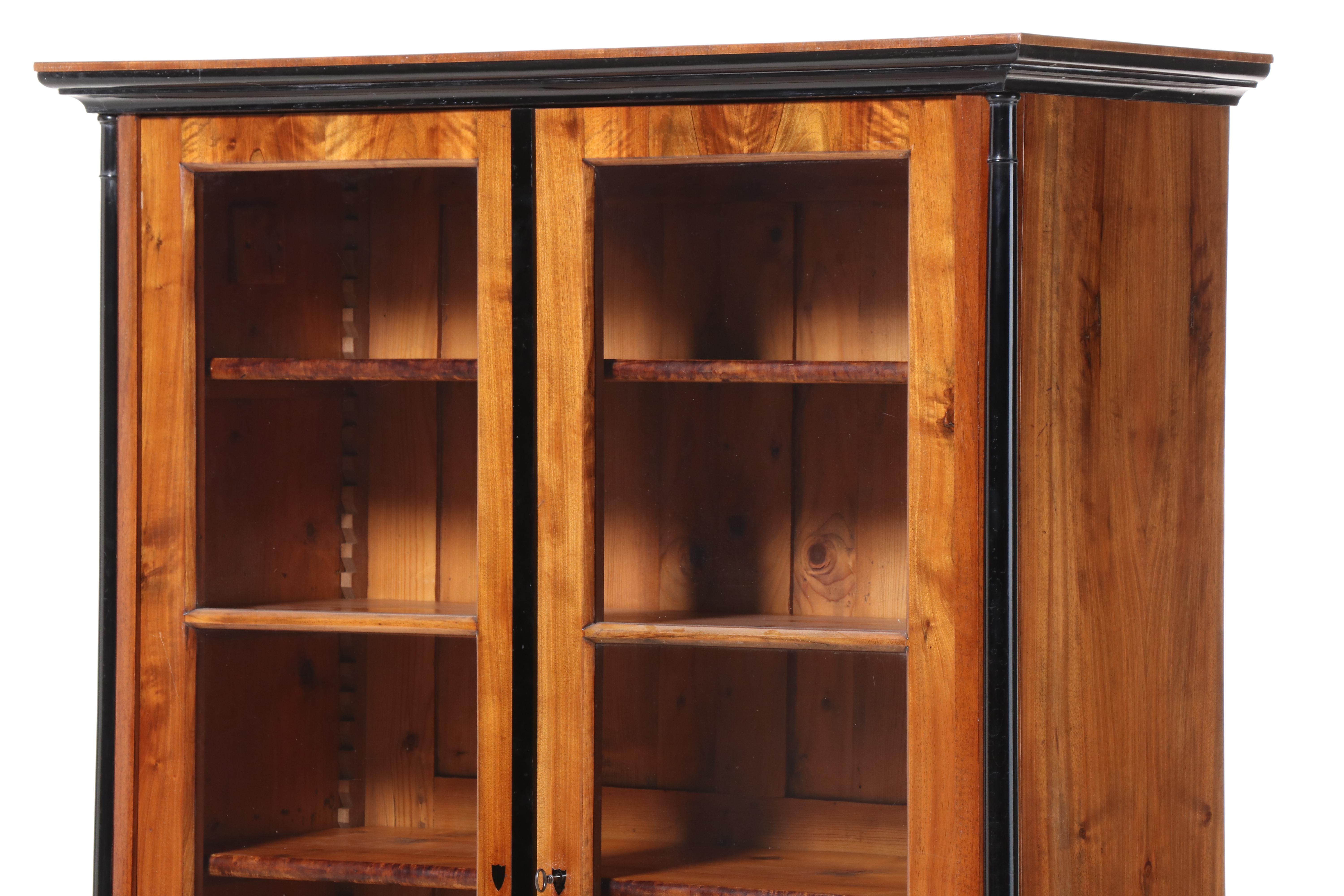 Empire Style Walnut and Parcel-Ebonized Bookcase, 20th Century