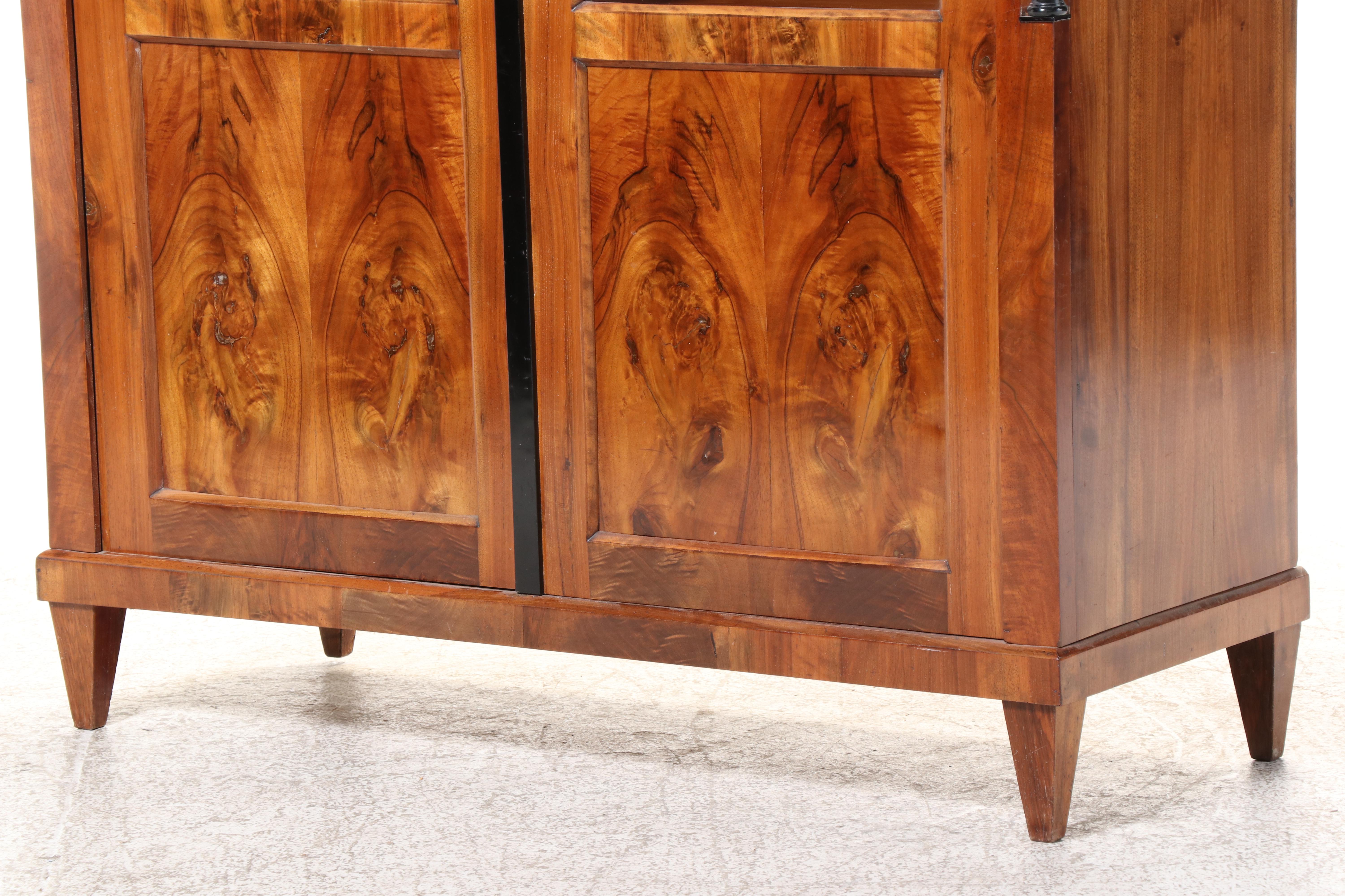 Empire Style Walnut and Parcel-Ebonized Bookcase, 20th Century