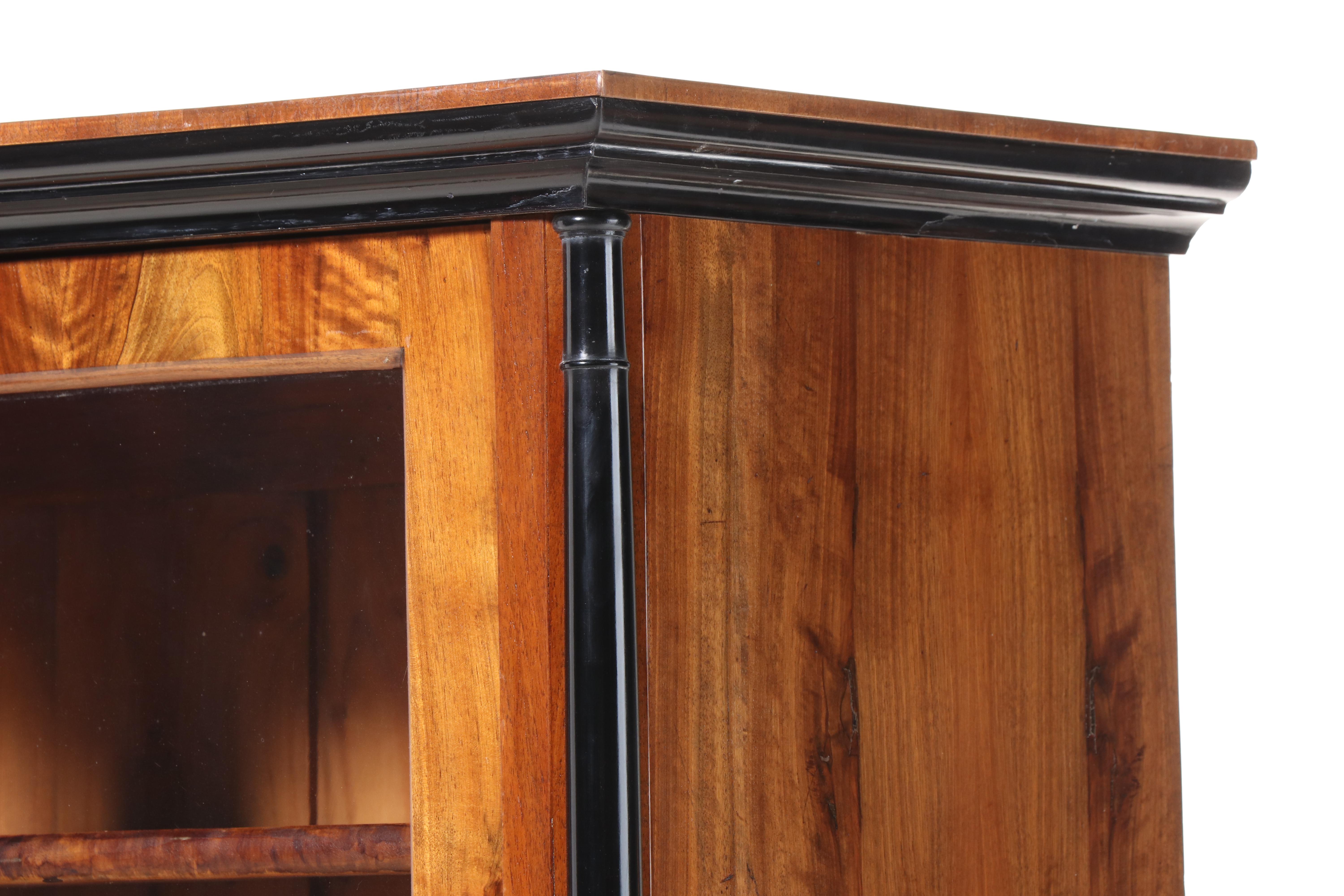 Empire Style Walnut and Parcel-Ebonized Bookcase, 20th Century