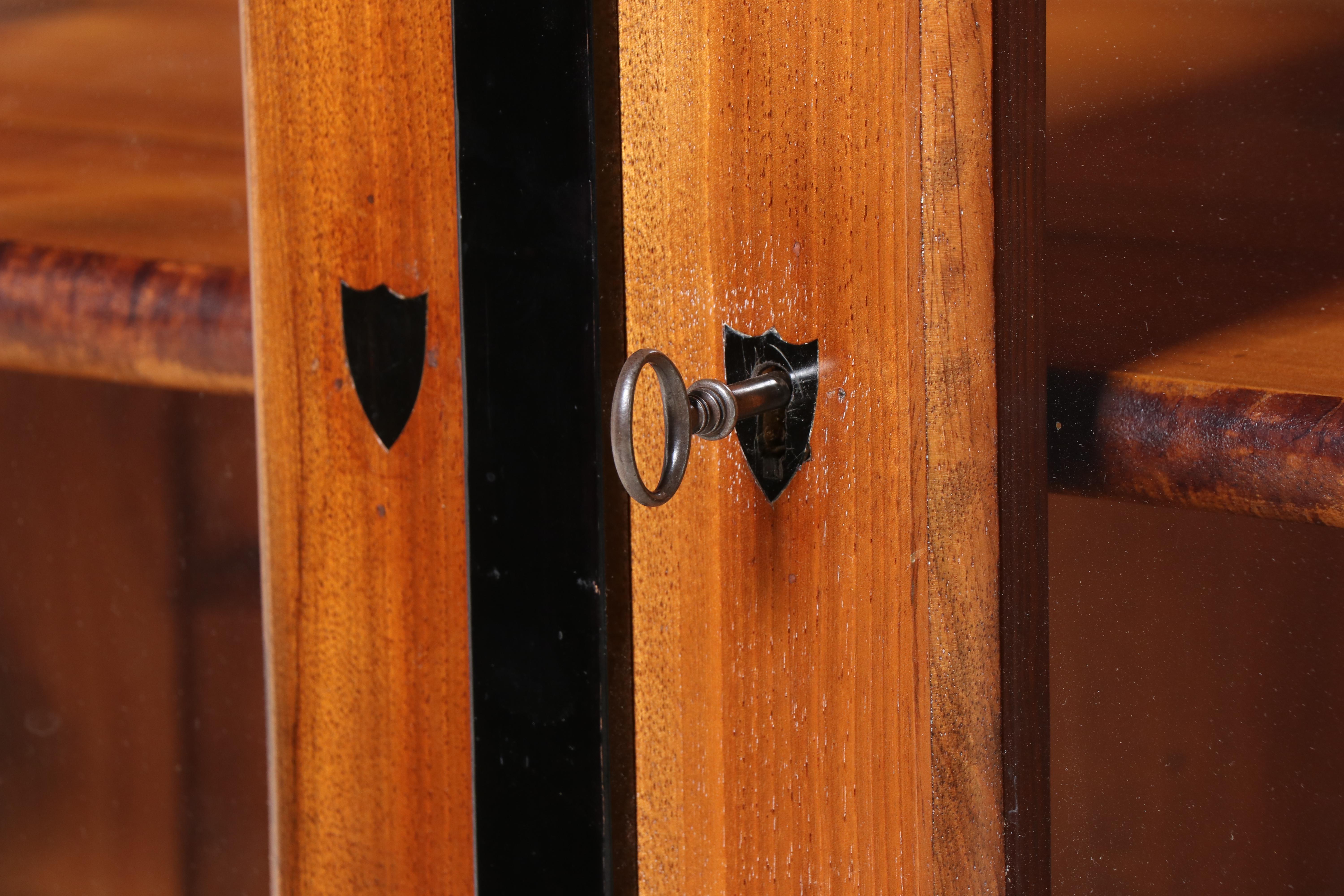 Empire Style Walnut and Parcel-Ebonized Bookcase, 20th Century