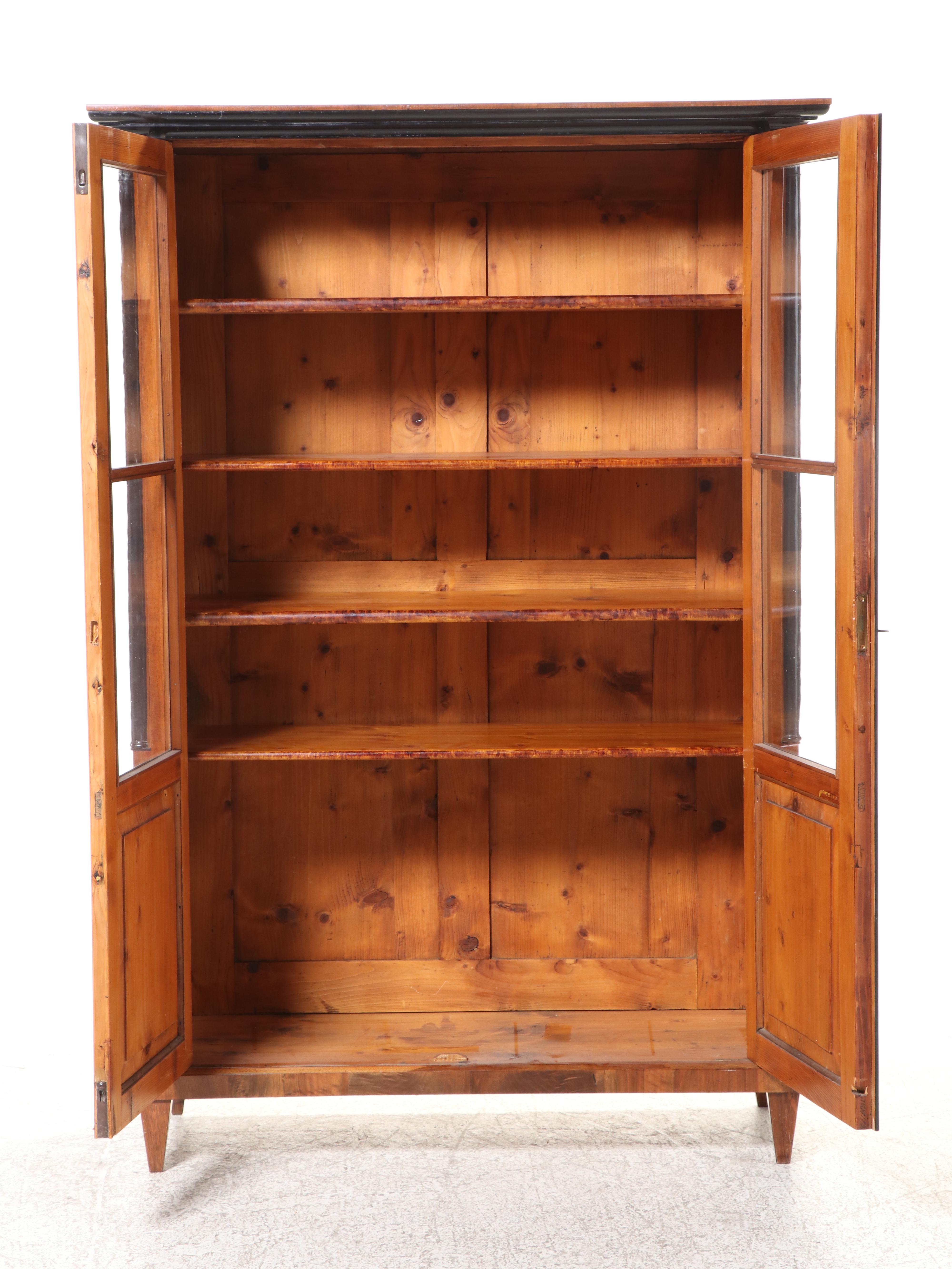 Empire Style Walnut and Parcel-Ebonized Bookcase, 20th Century