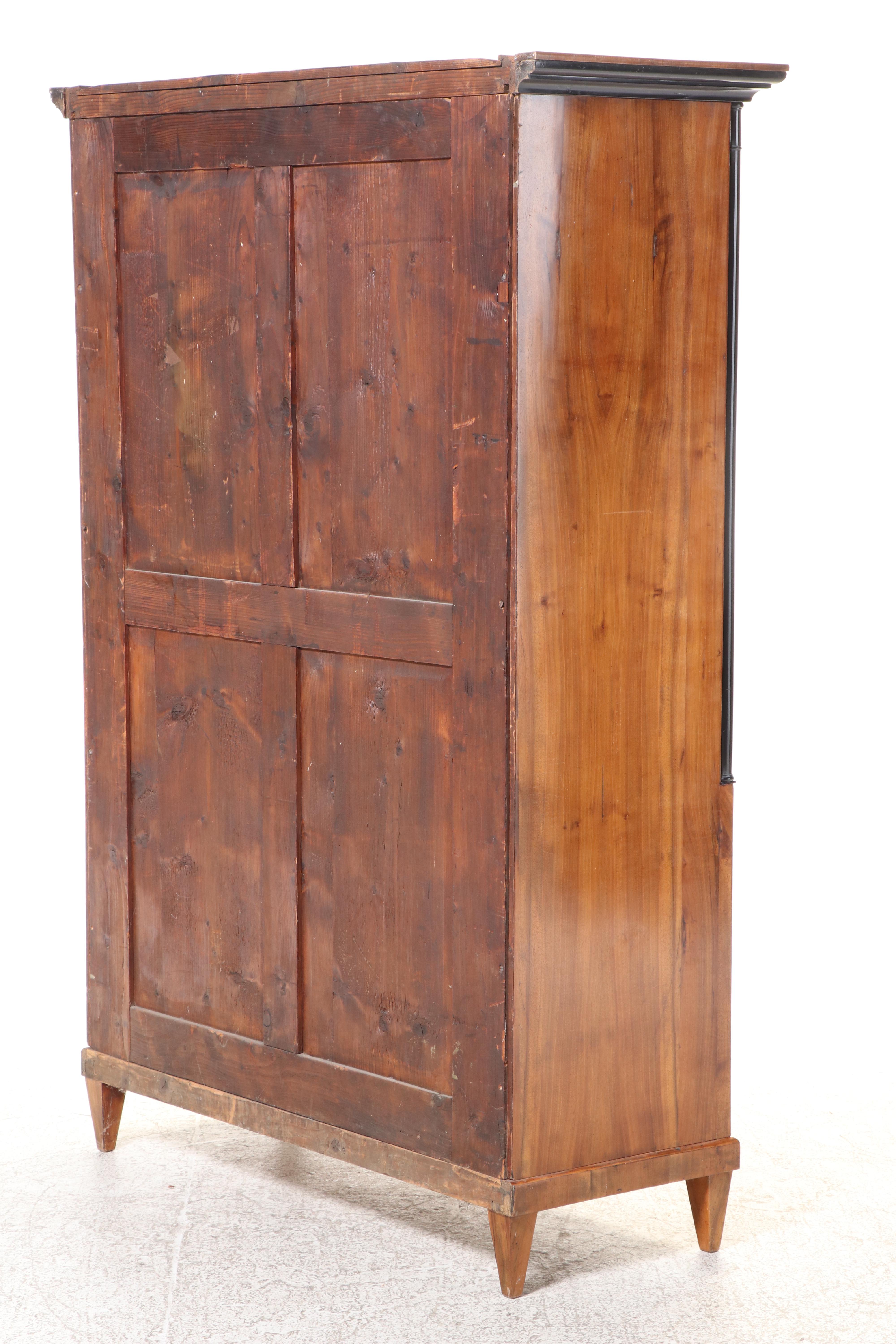 Empire Style Walnut and Parcel-Ebonized Bookcase, 20th Century