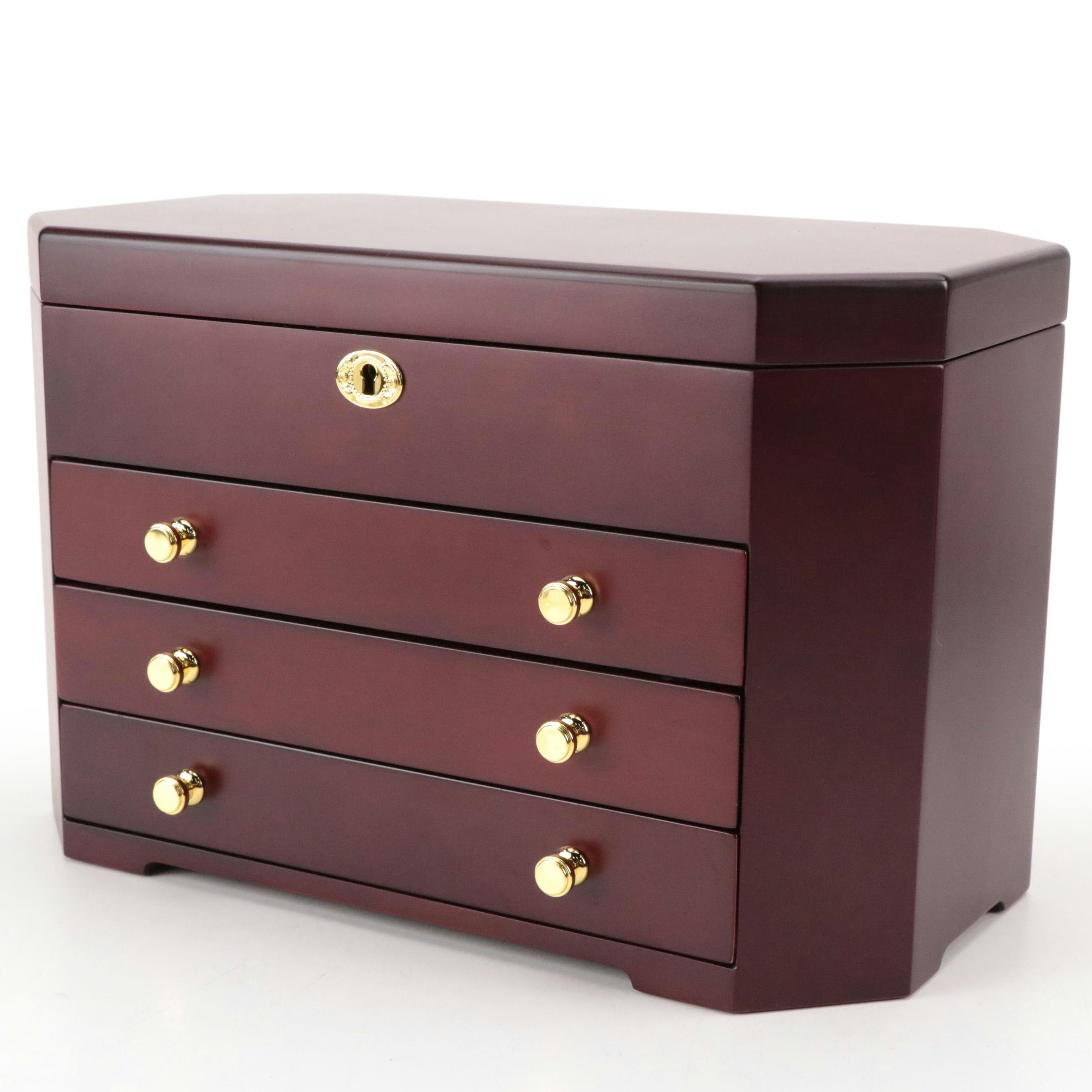Jere Cherry Finish Wood Jewelry Box