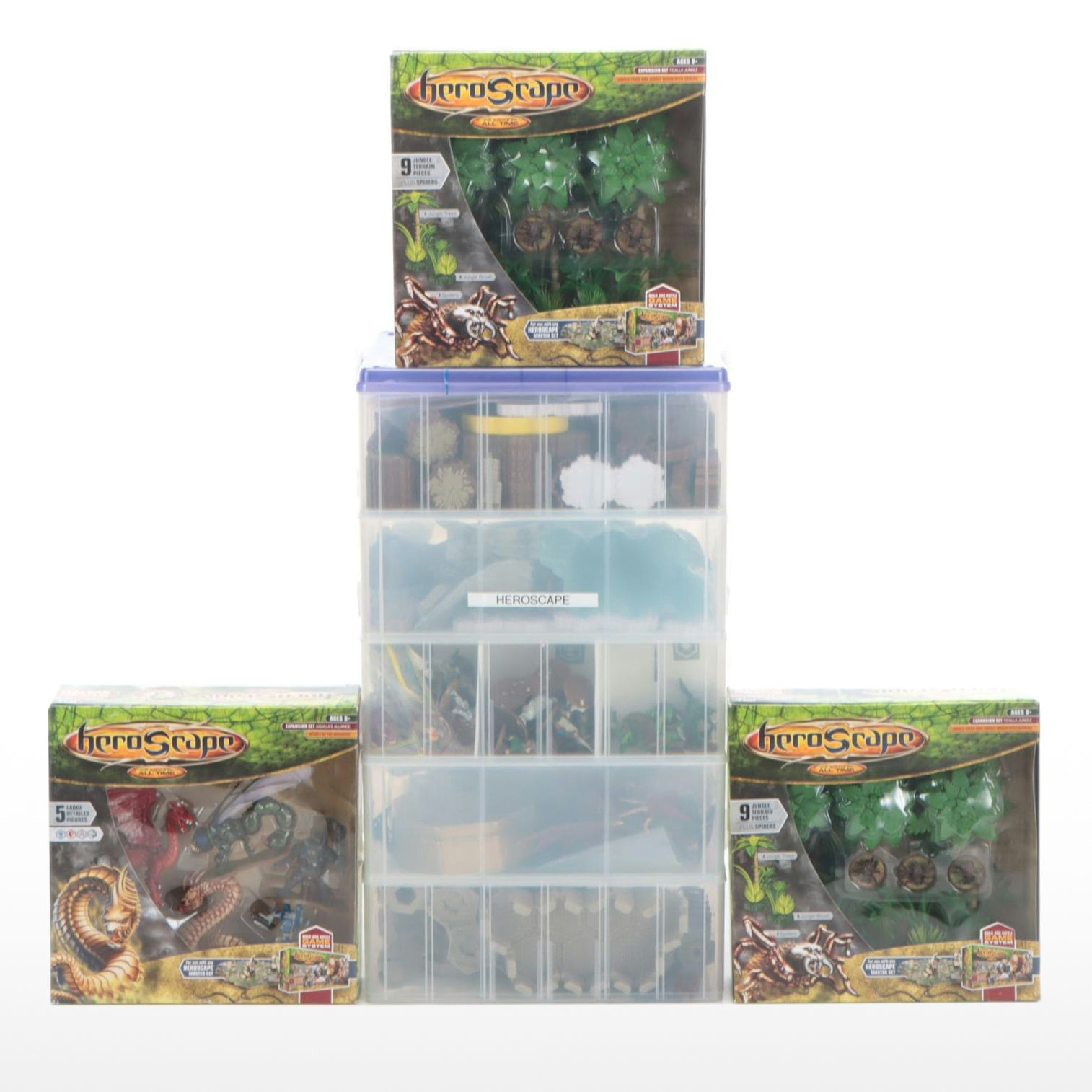 Heroscape Tabletop Miniatures with Trees and Stone Building Components