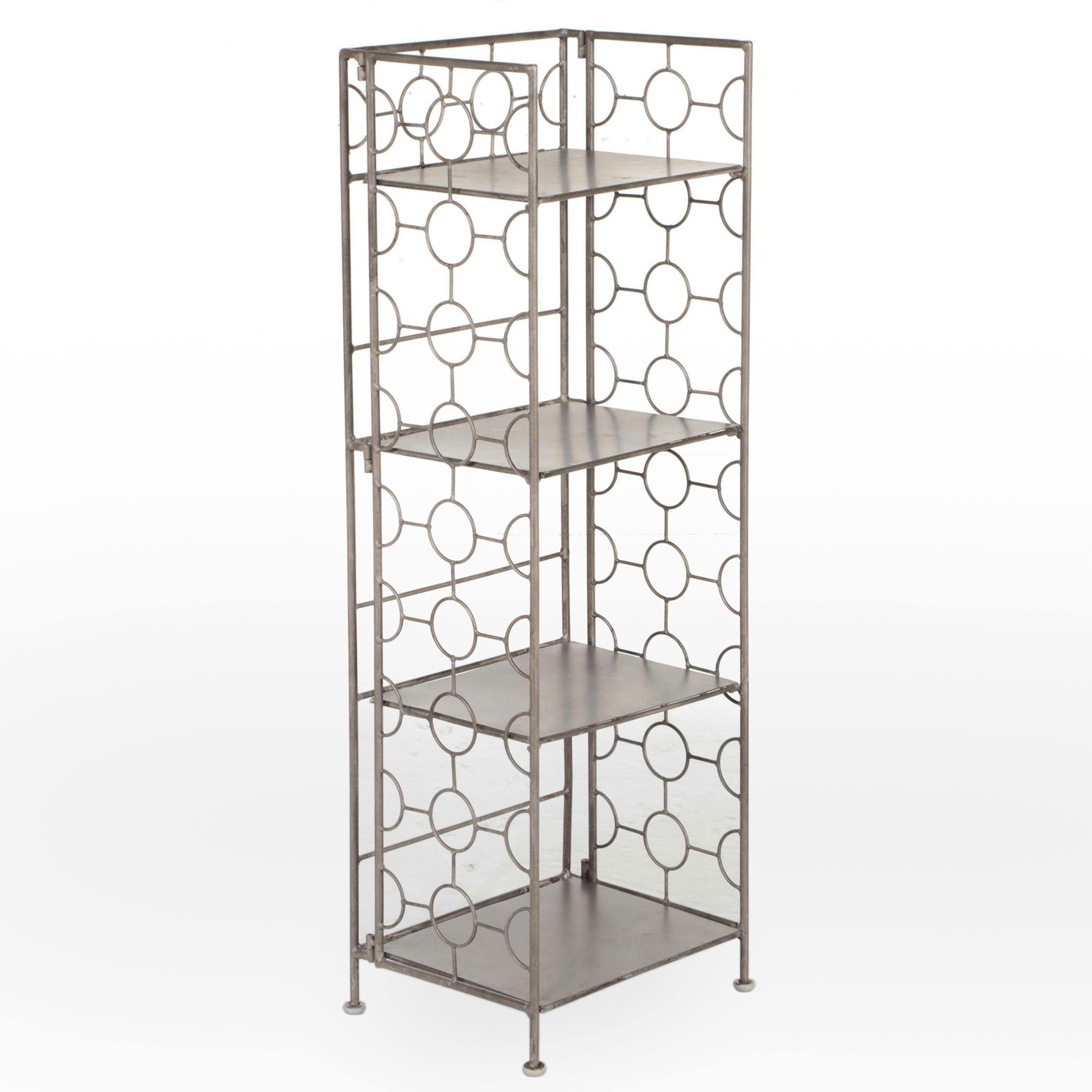Contemporary Metal Four-Tier Collapsible Bookcase