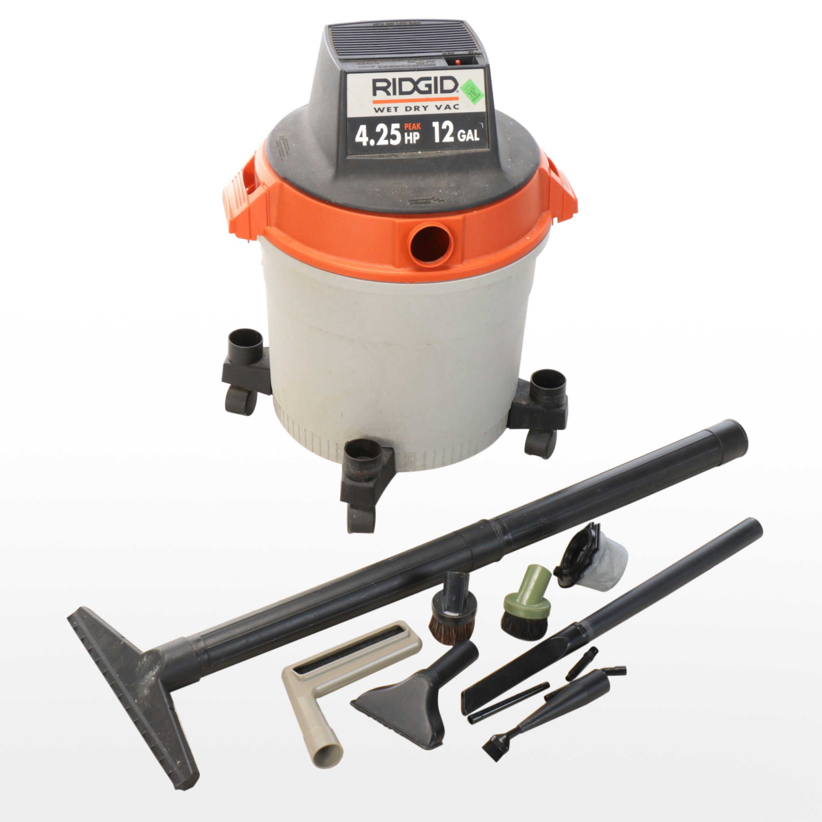 RIDGID 12 Gallon Wet Dry Vac with Attachments