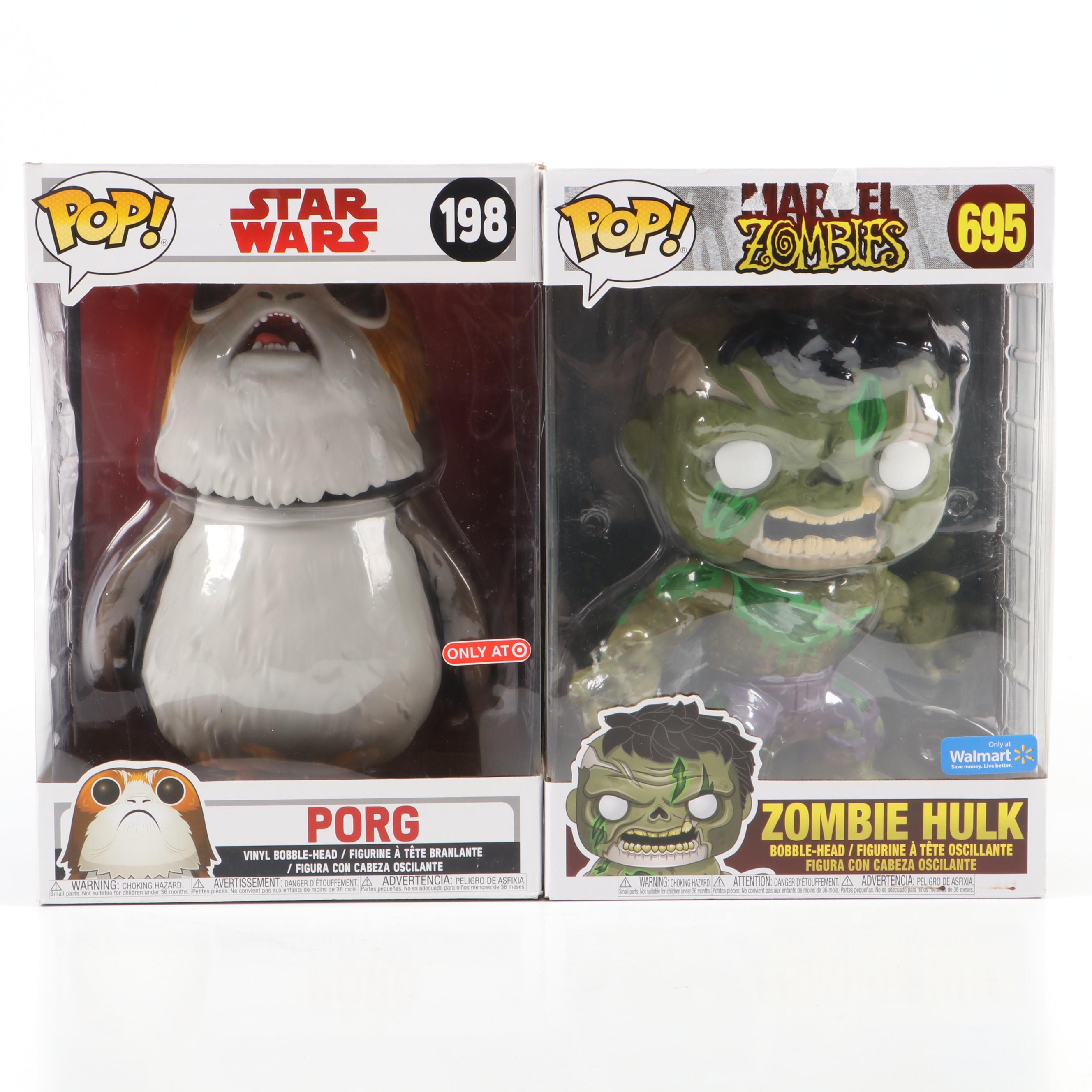 Funko Pop! Porg and Zombie Hulk Vinyl Figurines in Boxes