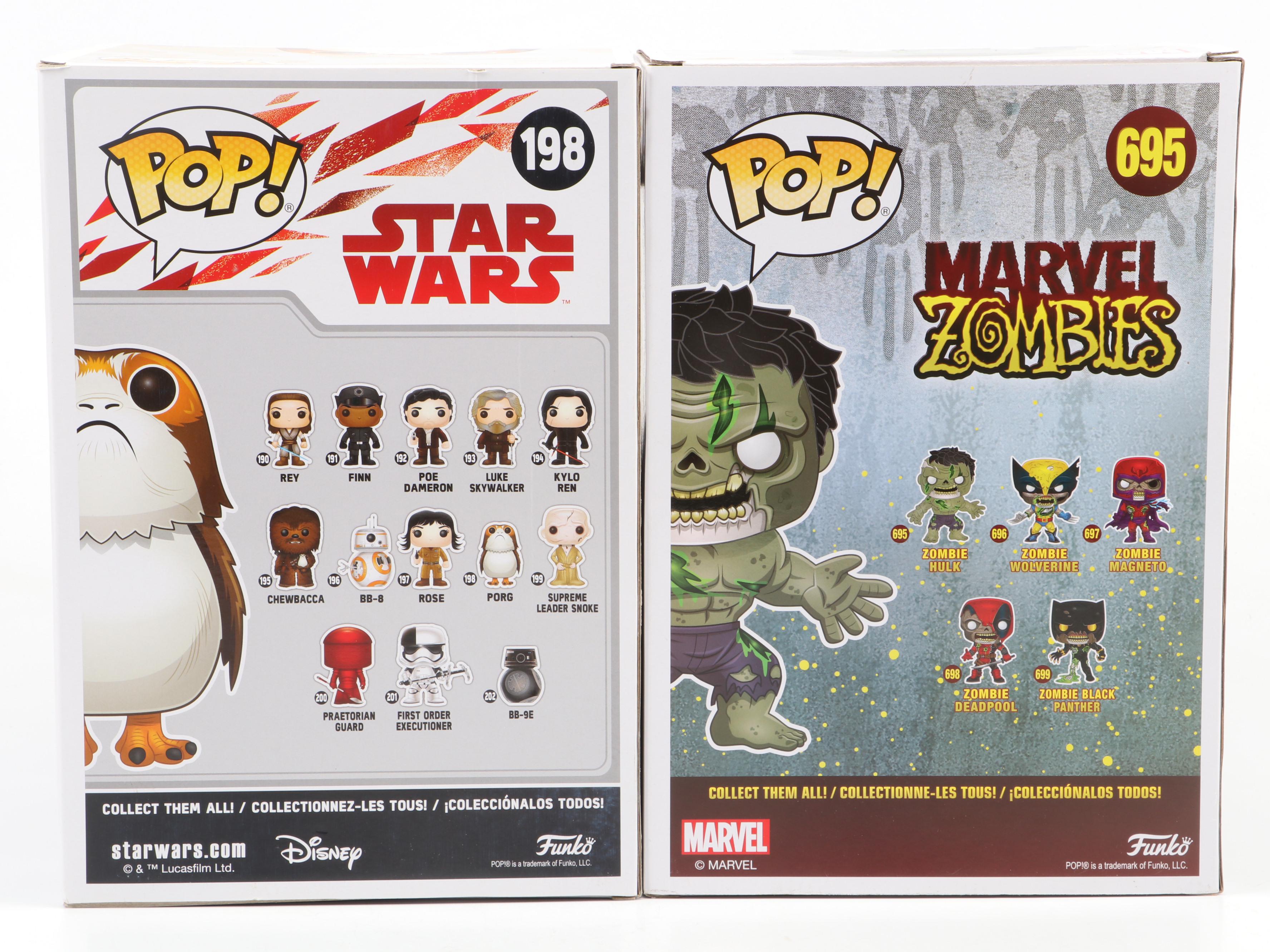 Funko Pop! Porg and Zombie Hulk Vinyl Figurines in Boxes