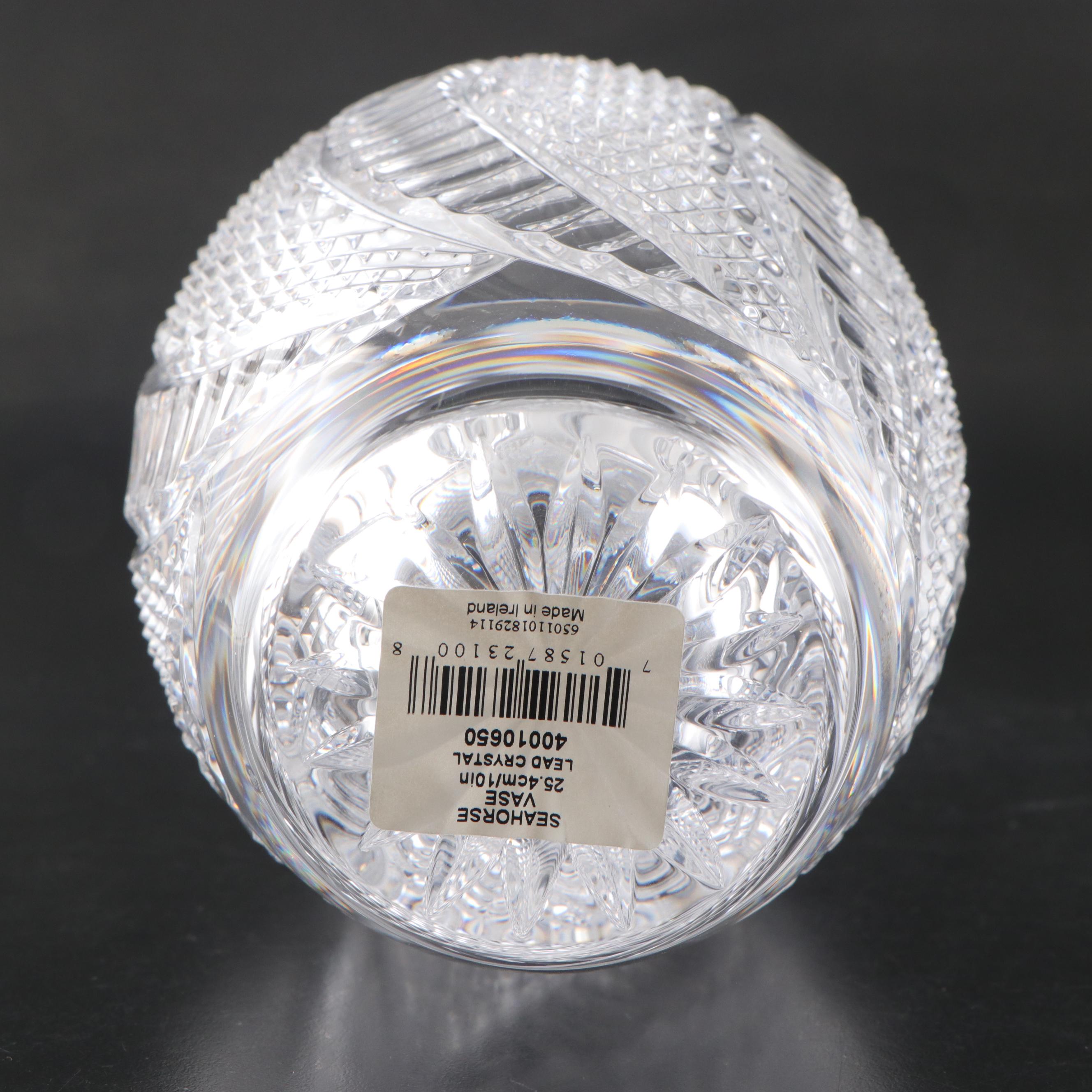 Waterford Crystal "Seahorse" Vase with Original Box