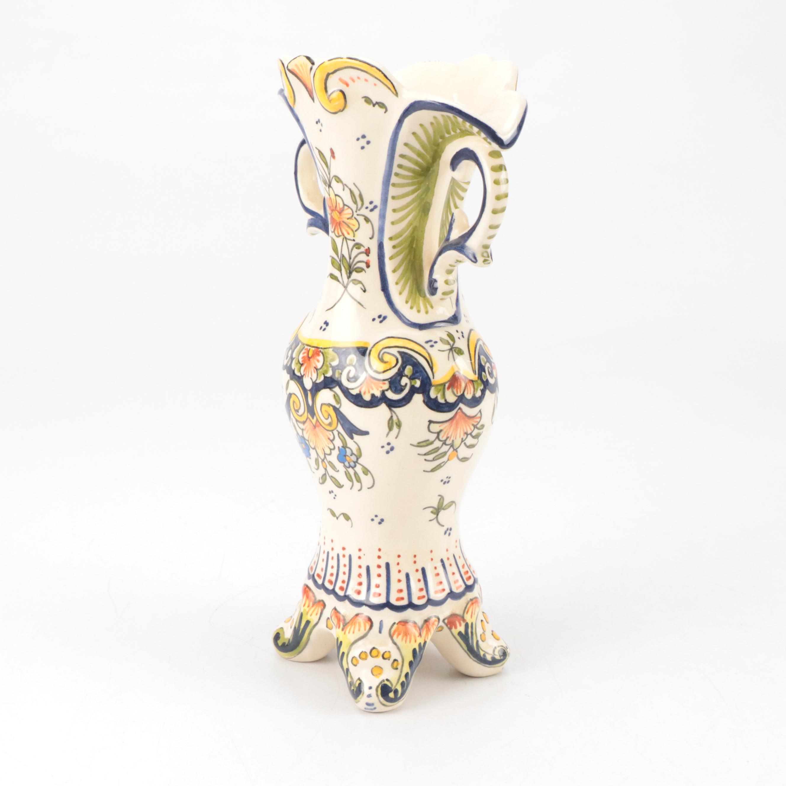 Quimper Ceramic Teapot with Mont Saint Michel Ceramic Vase and More