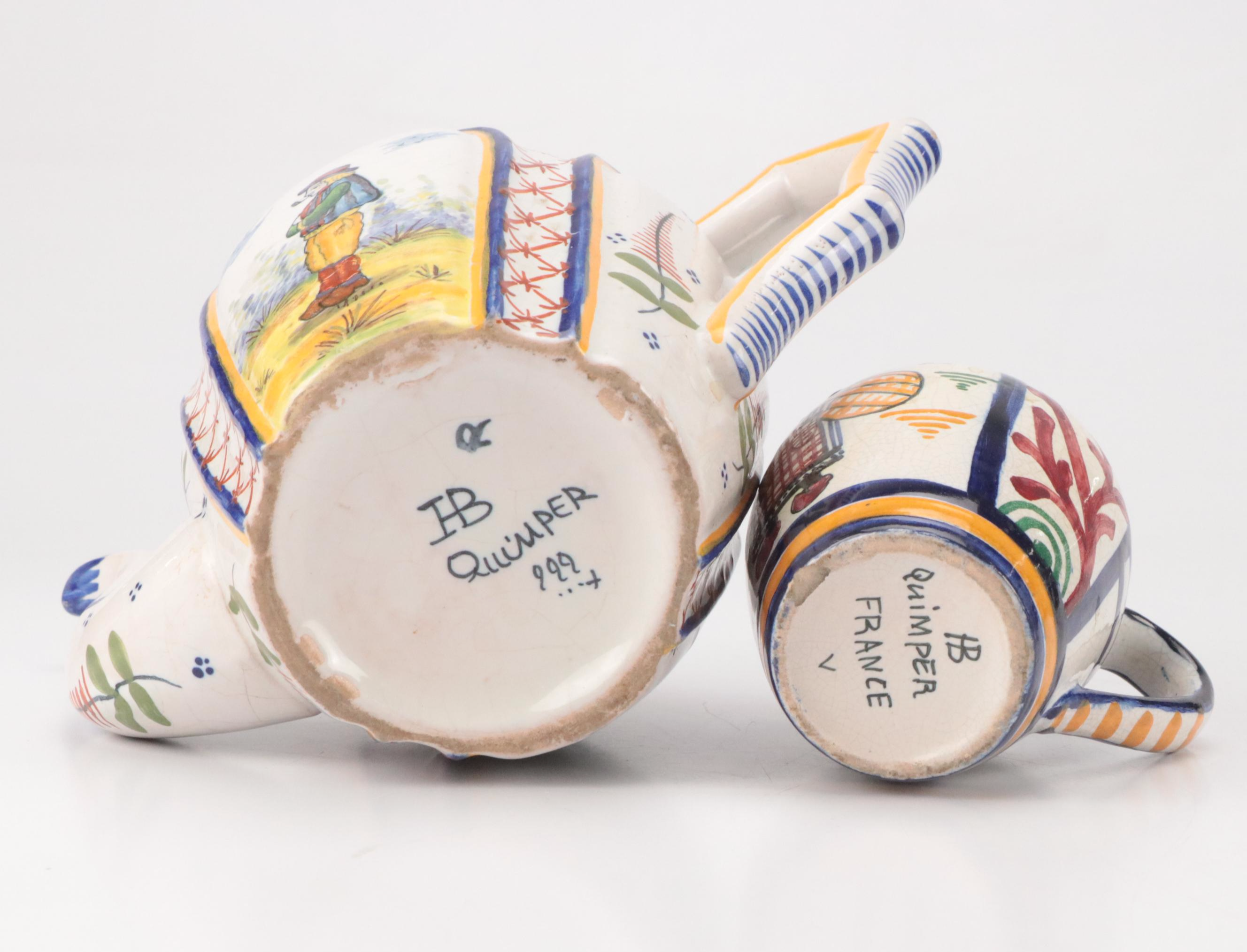 Quimper Ceramic Teapot with Mont Saint Michel Ceramic Vase and More