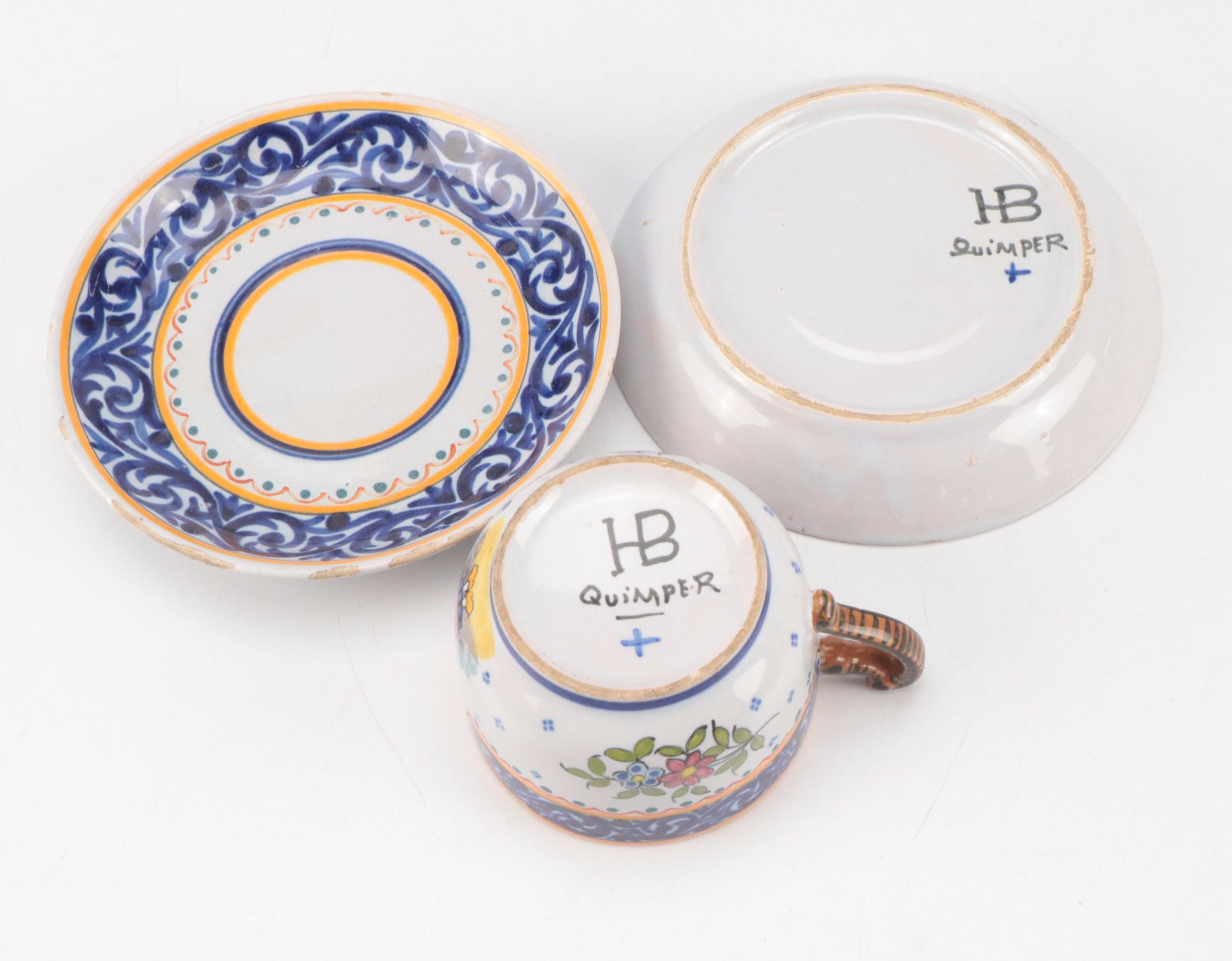 Quimper Ceramic Teapot with Mont Saint Michel Ceramic Vase and More