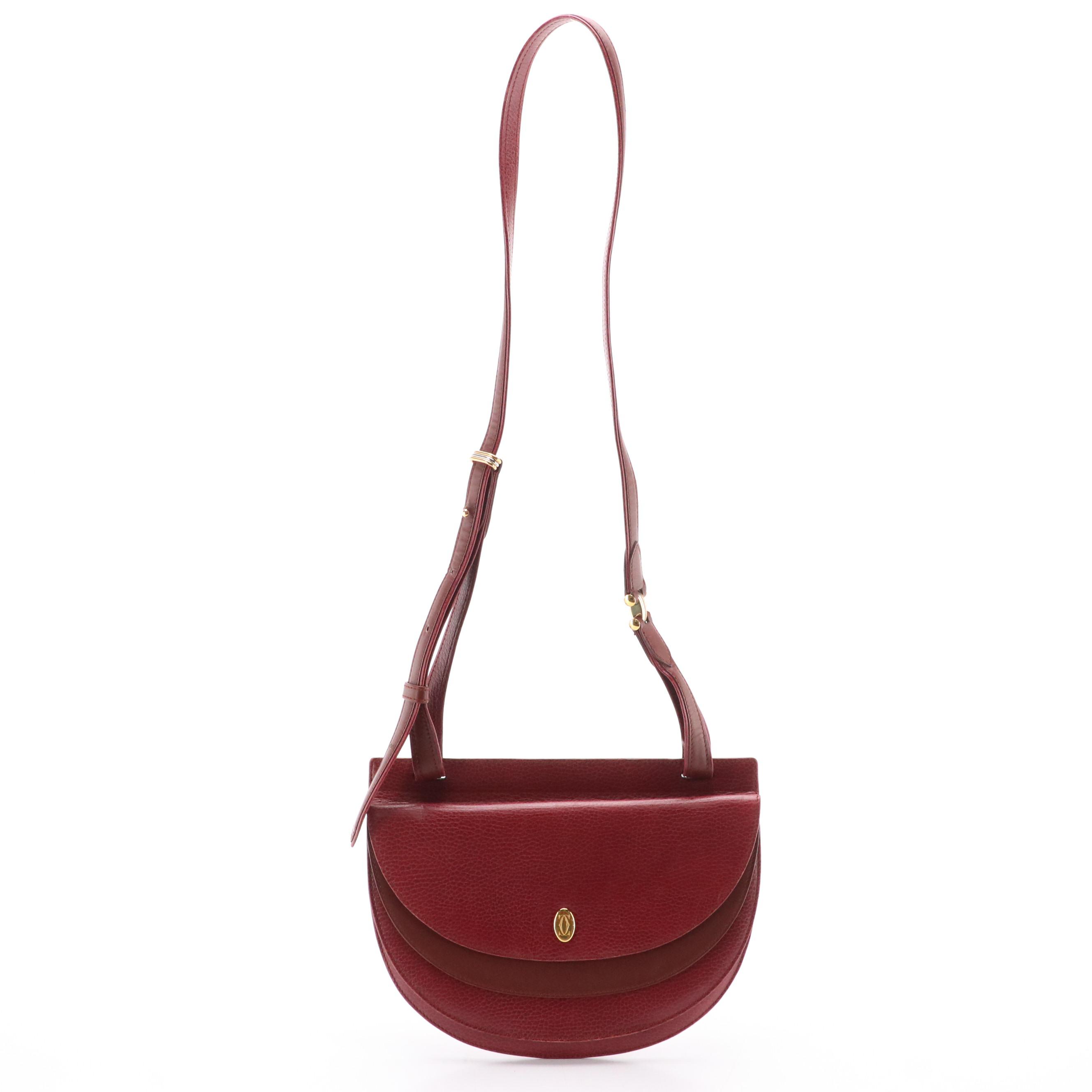 Cartier Must de Cartier Half Moon Crossbody Bag in Bordeaux Burgundy Leather