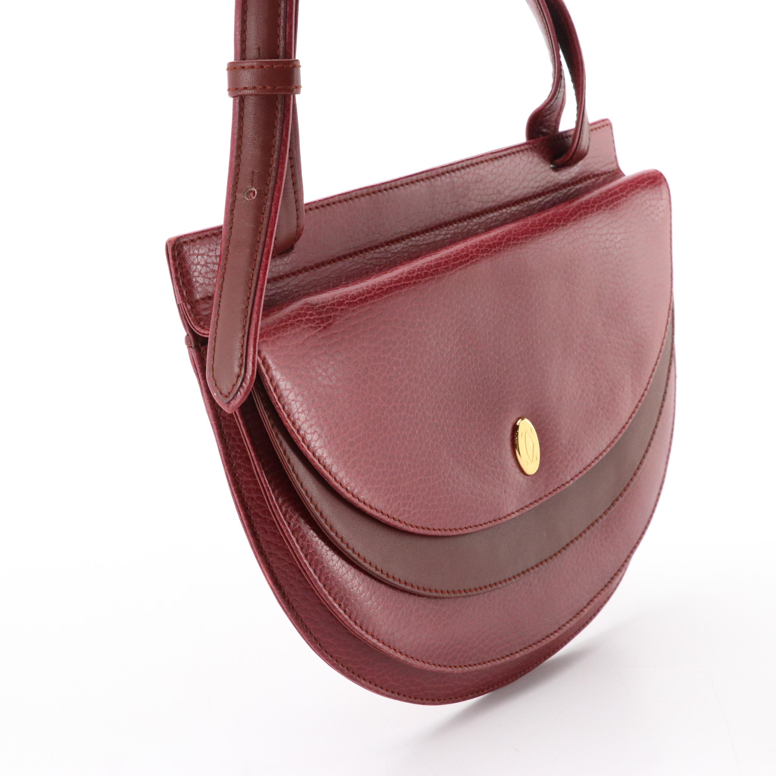 Cartier Must de Cartier Half Moon Crossbody Bag in Bordeaux Burgundy Leather