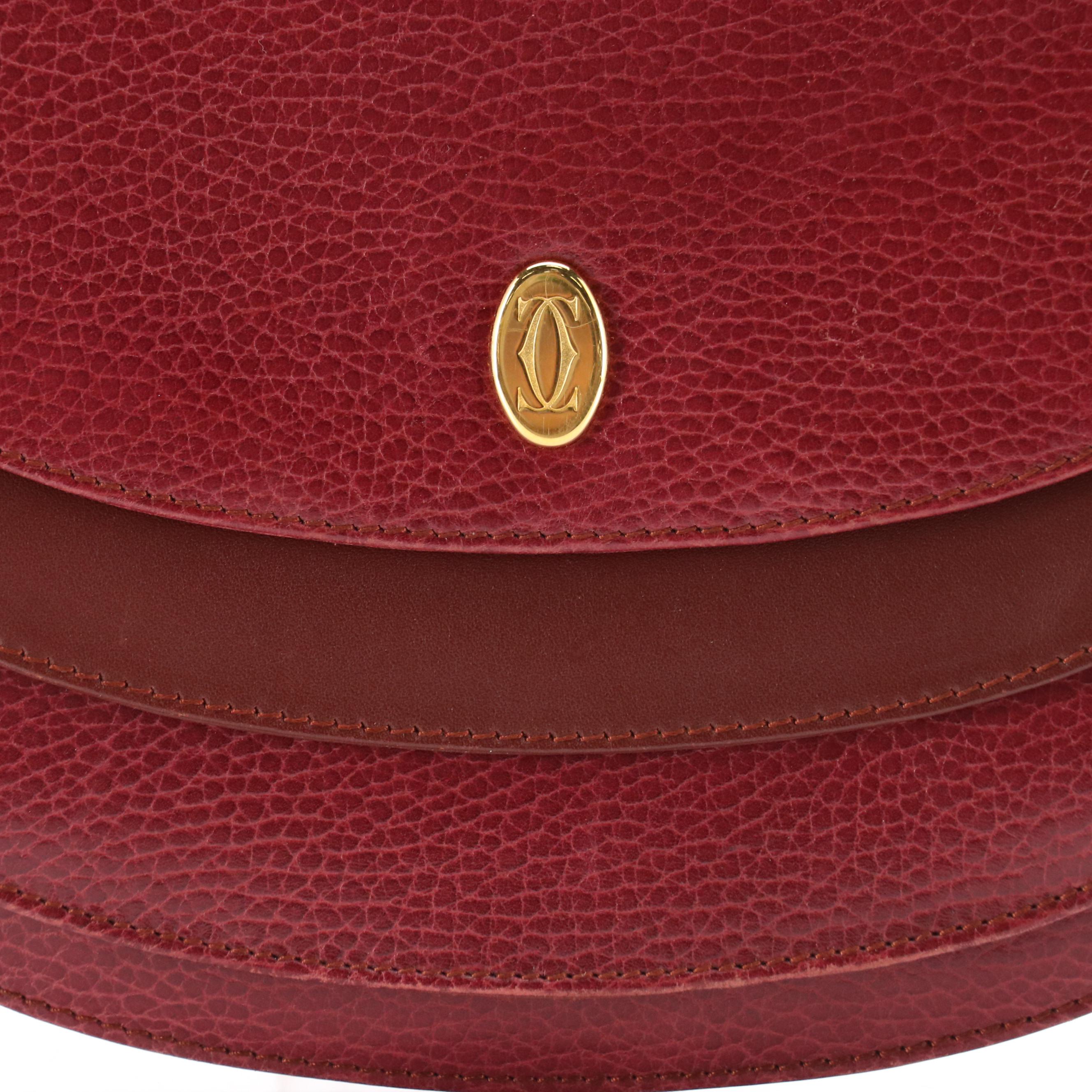 Cartier Must de Cartier Half Moon Crossbody Bag in Bordeaux Burgundy Leather