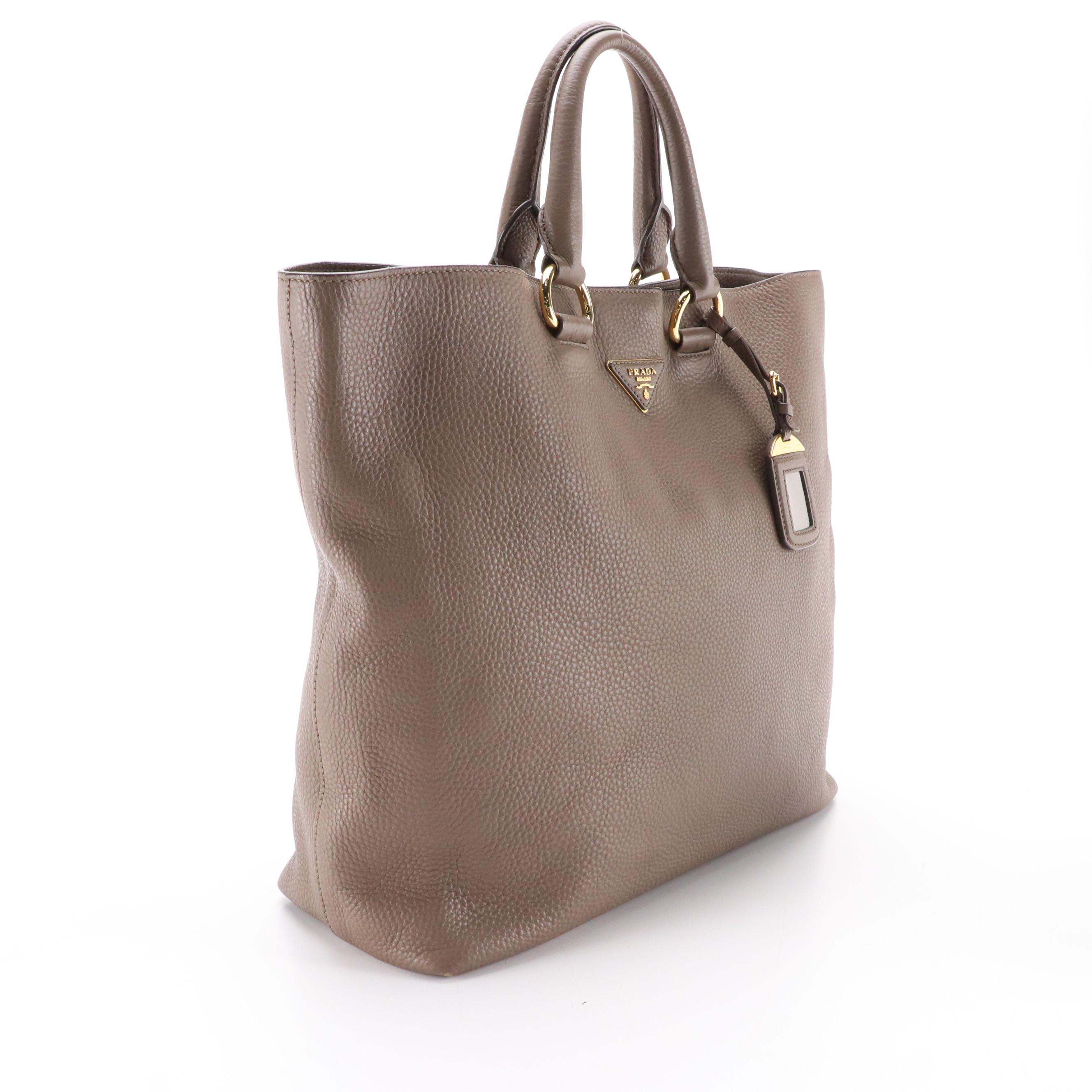 Prada Shopper Tote in Textured Vitello Daino Leather
