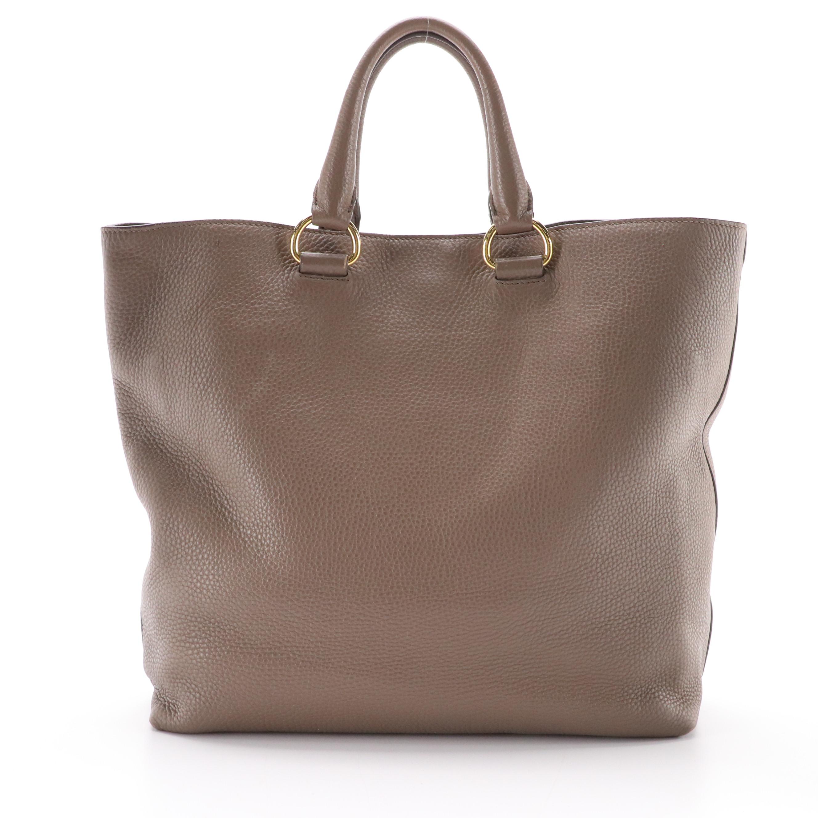 Prada Shopper Tote in Textured Vitello Daino Leather