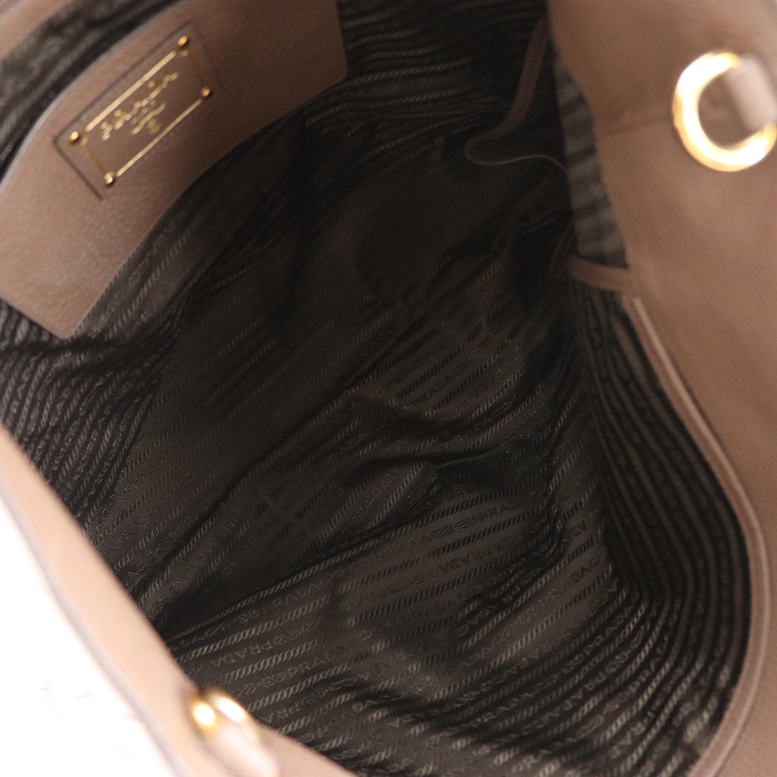 Prada Shopper Tote in Textured Vitello Daino Leather