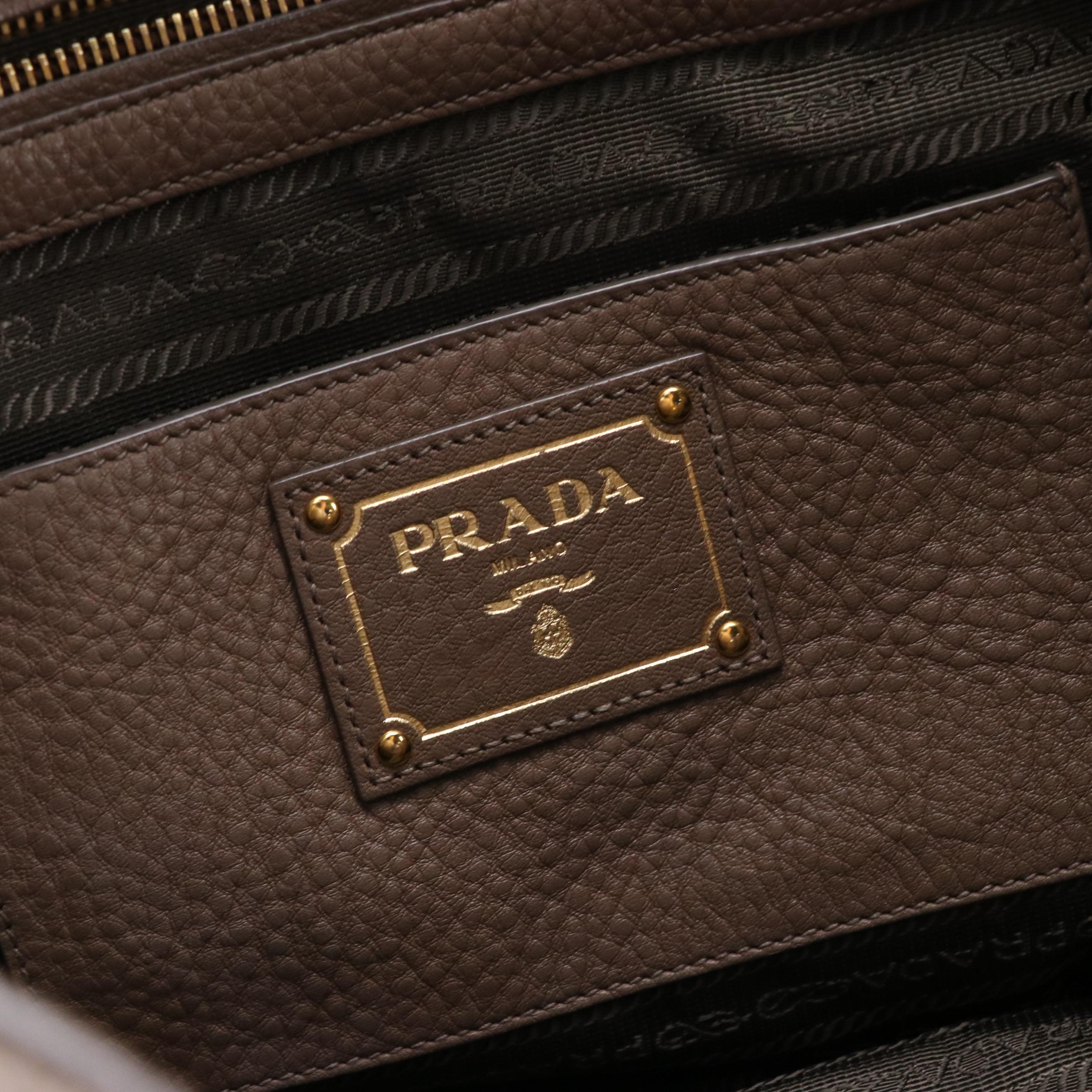 Prada Shopper Tote in Textured Vitello Daino Leather