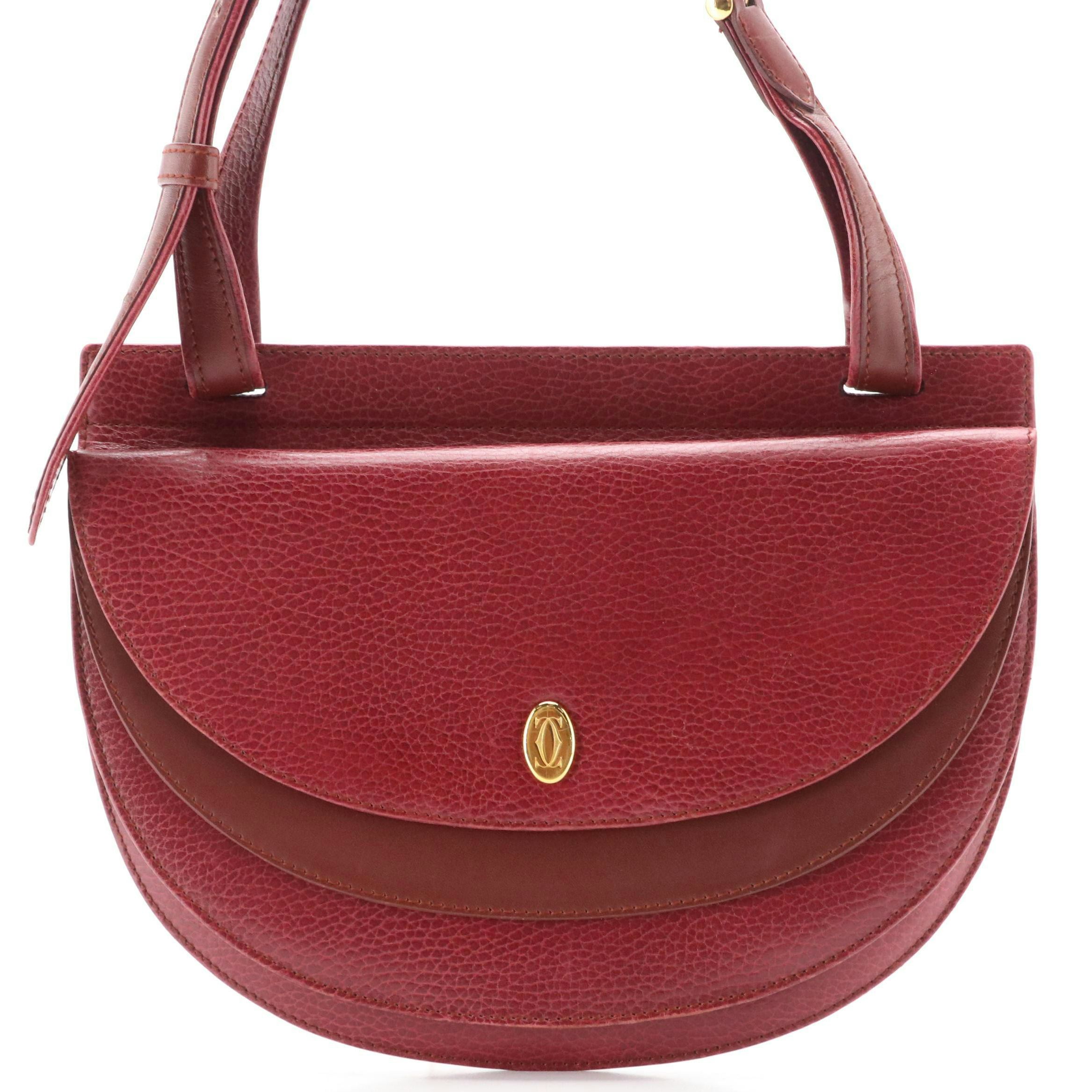 Cartier Must de Cartier Half Moon Crossbody Bag in Bordeaux Burgundy Leather