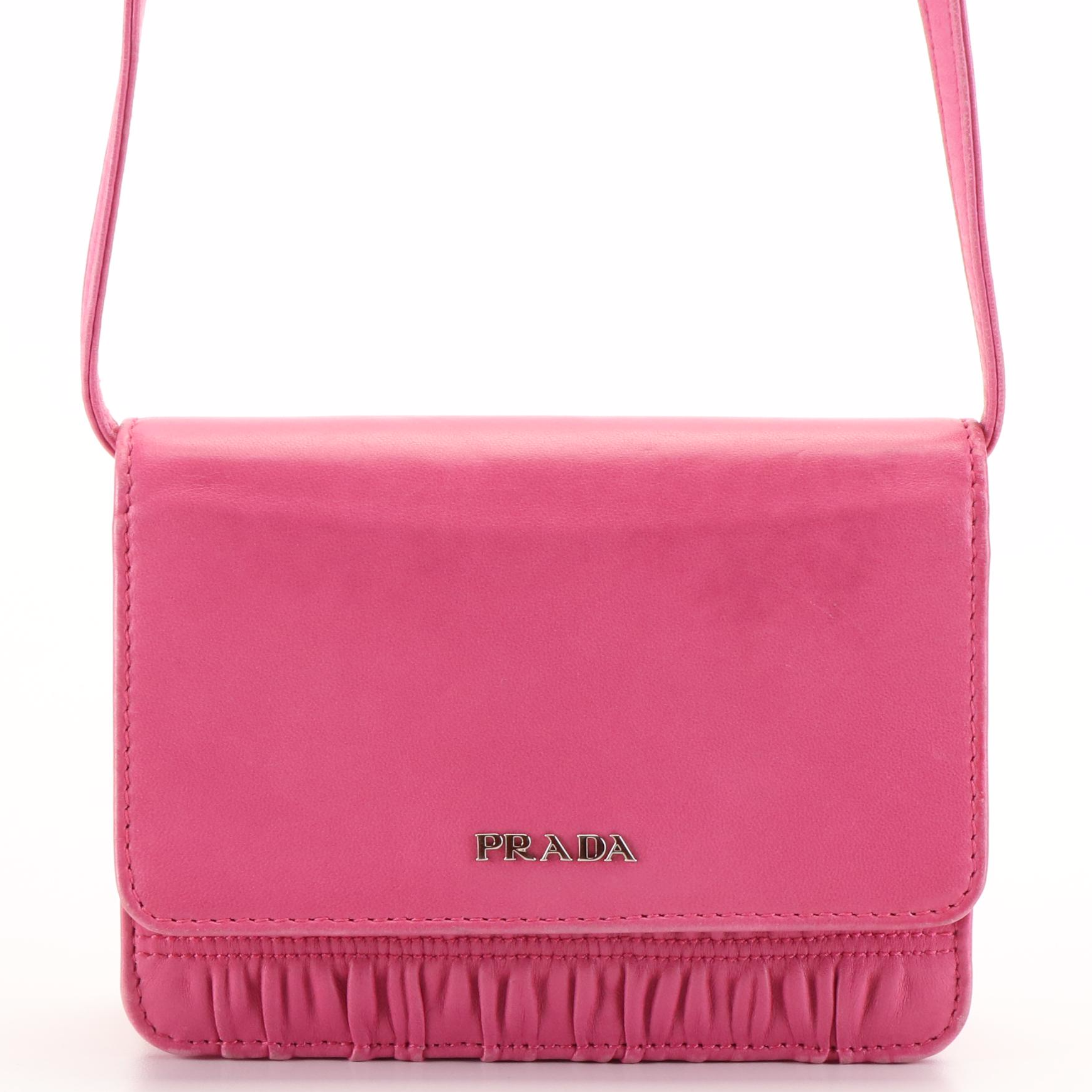 Prada Crossbody Bag in Fuchsia Nappa Gaufré Leather