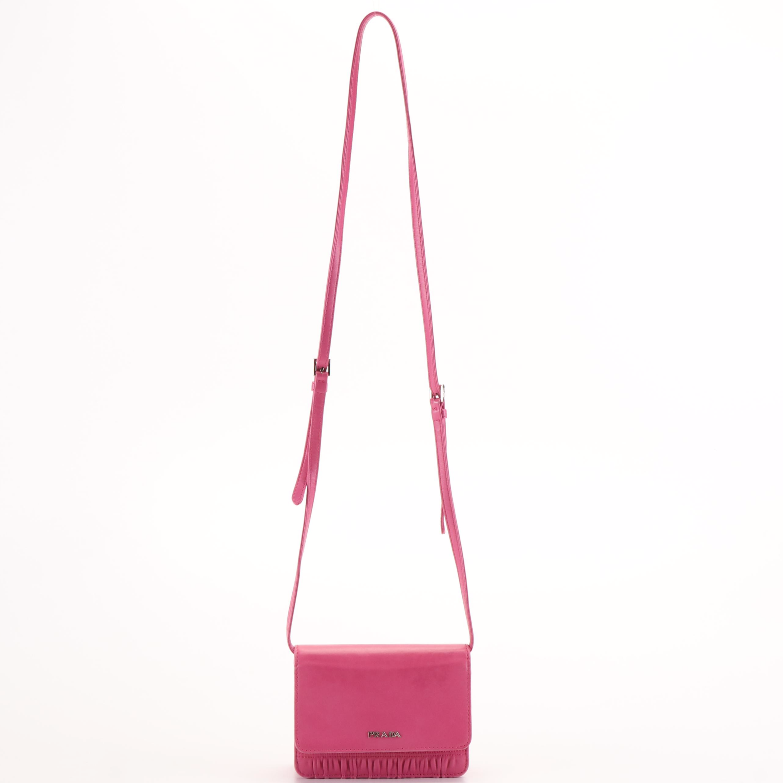 Prada Crossbody Bag in Fuchsia Nappa Gaufré Leather