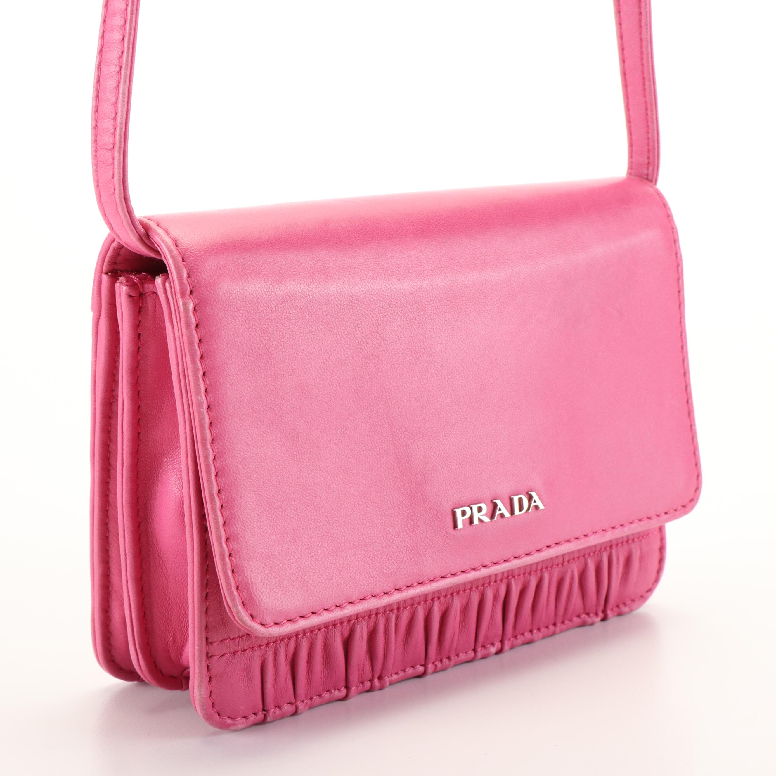 Prada Crossbody Bag in Fuchsia Nappa Gaufré Leather