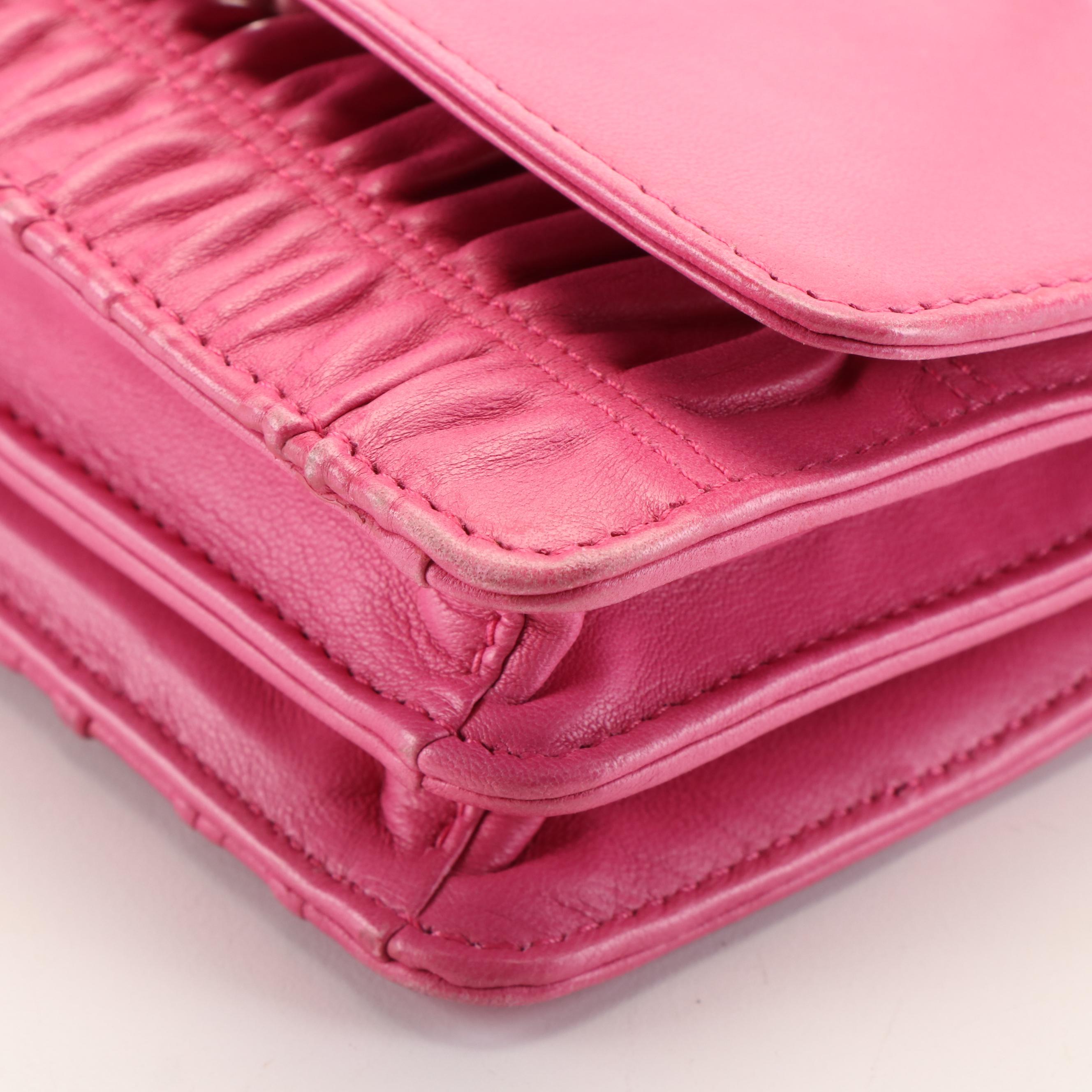 Prada Crossbody Bag in Fuchsia Nappa Gaufré Leather