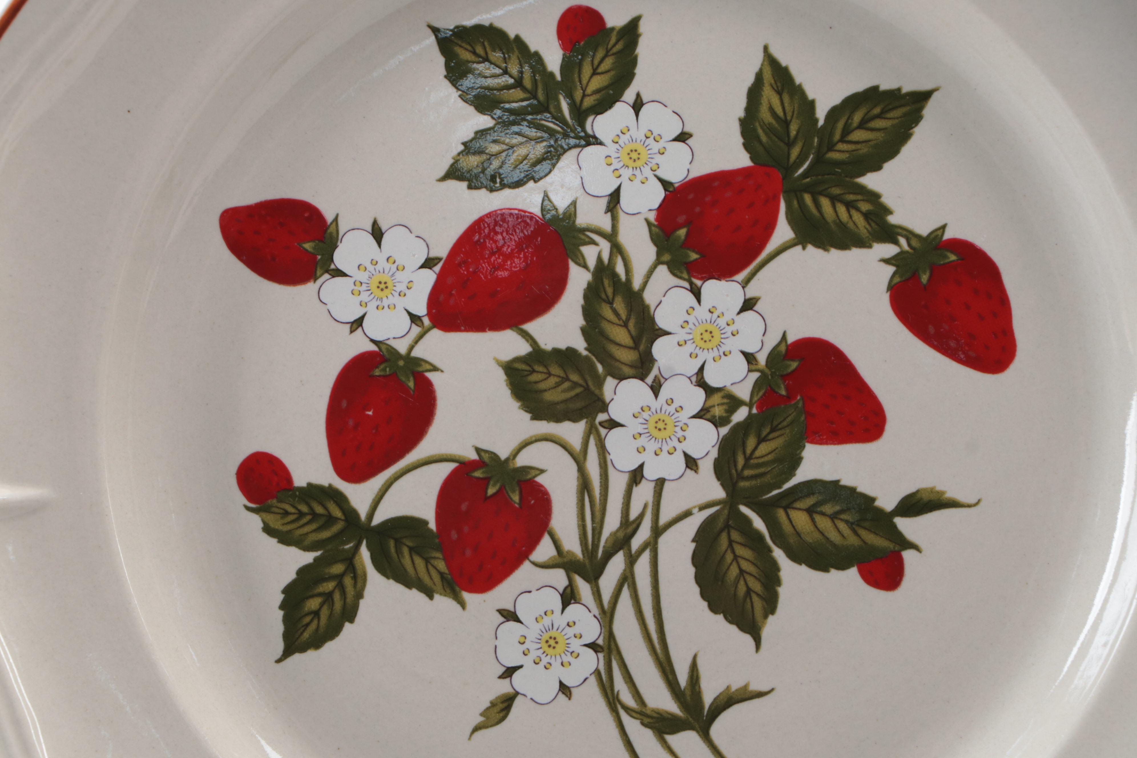 Gibson Strawberry Pattern Ceramic Dinner Plates, Teacups, Saucers and More