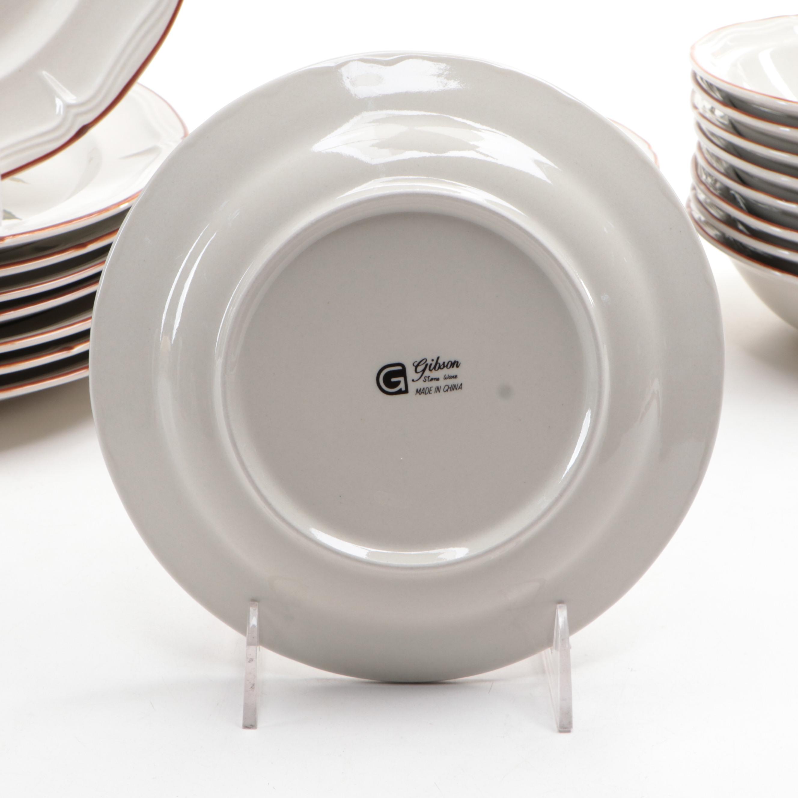 Gibson Strawberry Pattern Ceramic Dinner Plates, Teacups, Saucers and More