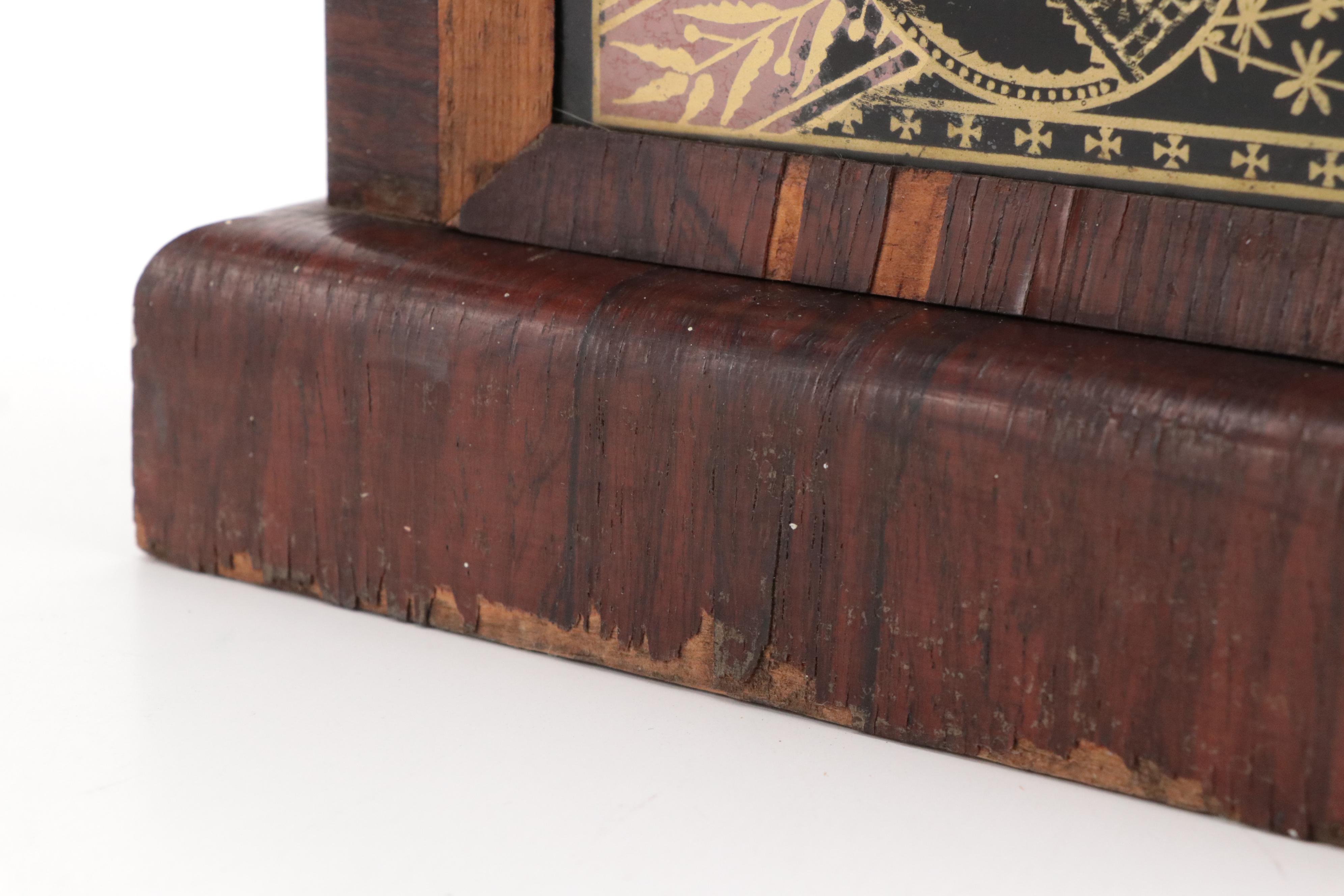 New Haven Clock Co. Reverse Painted Mantel Clock, Late 19th/ Early 20th Century