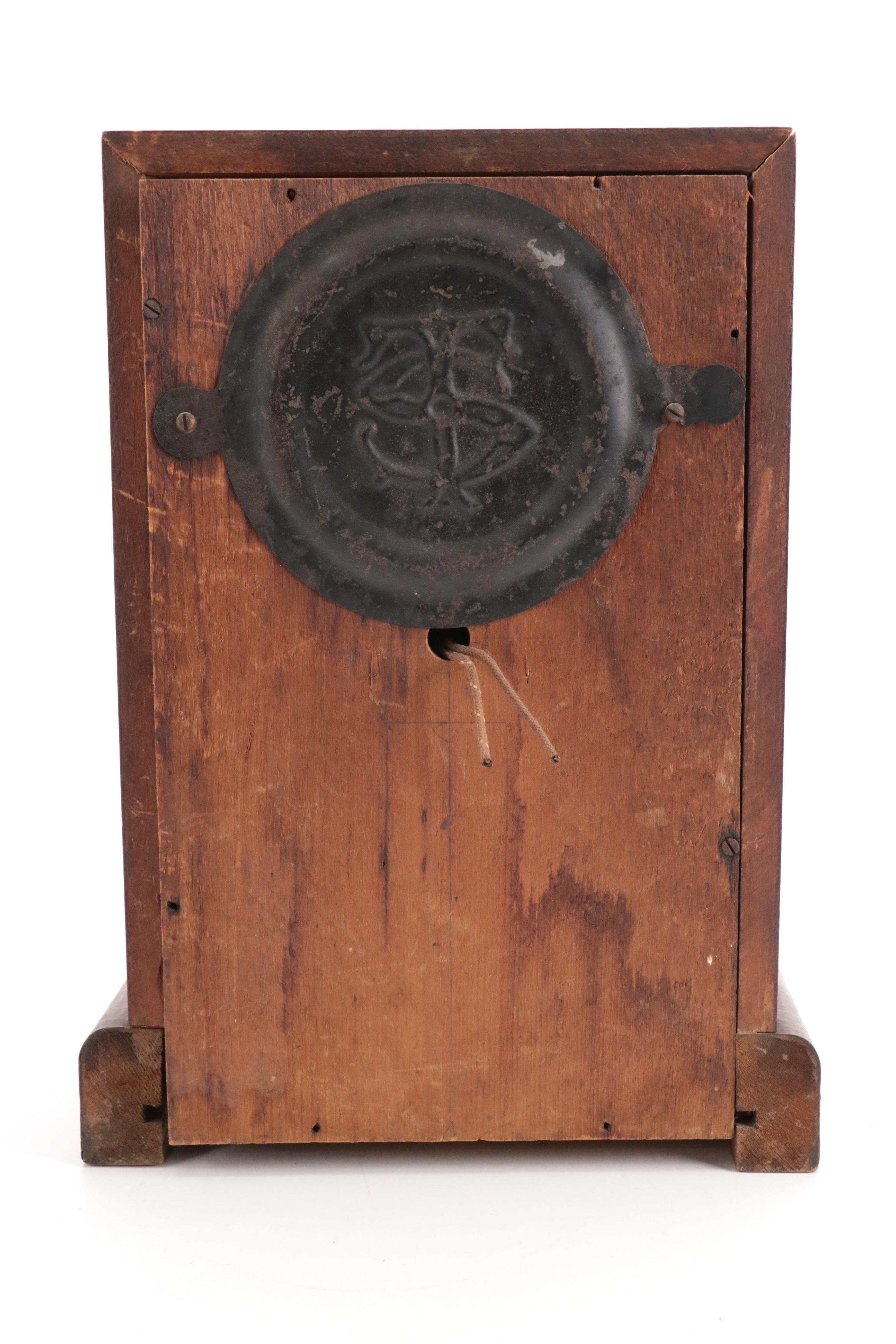 New Haven Clock Co. Reverse Painted Mantel Clock, Late 19th/ Early 20th Century