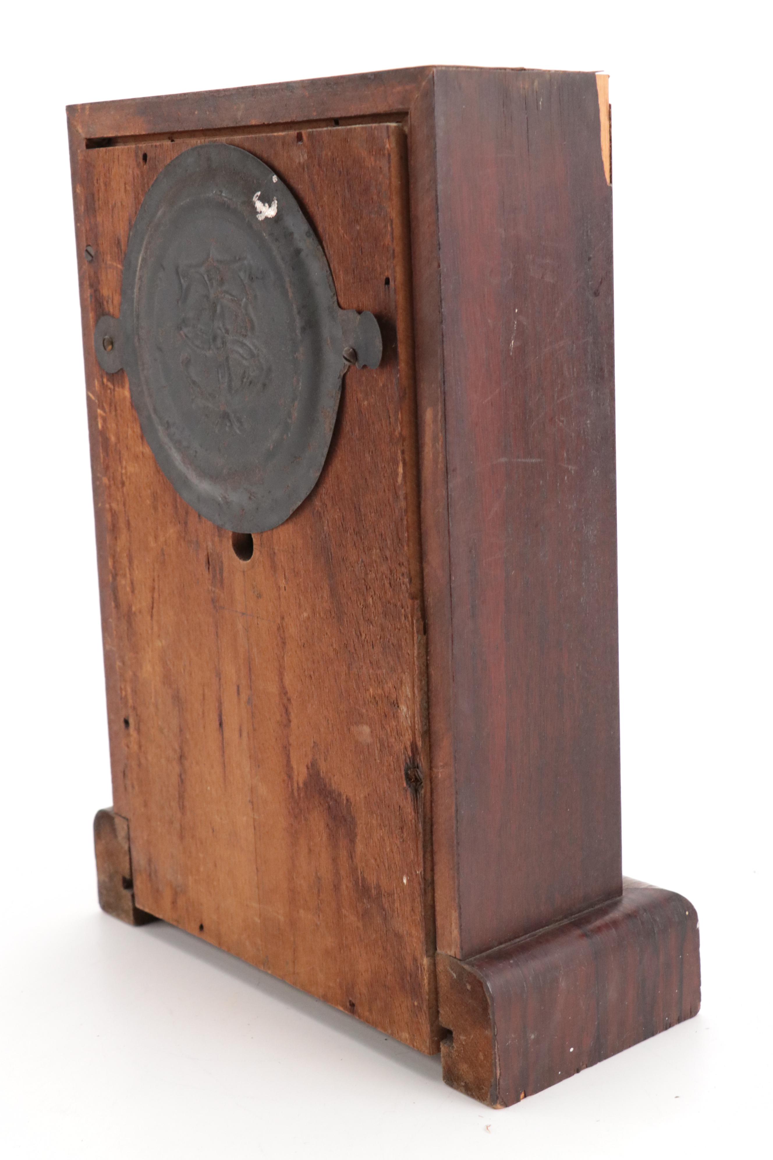 New Haven Clock Co. Reverse Painted Mantel Clock, Late 19th/ Early 20th Century