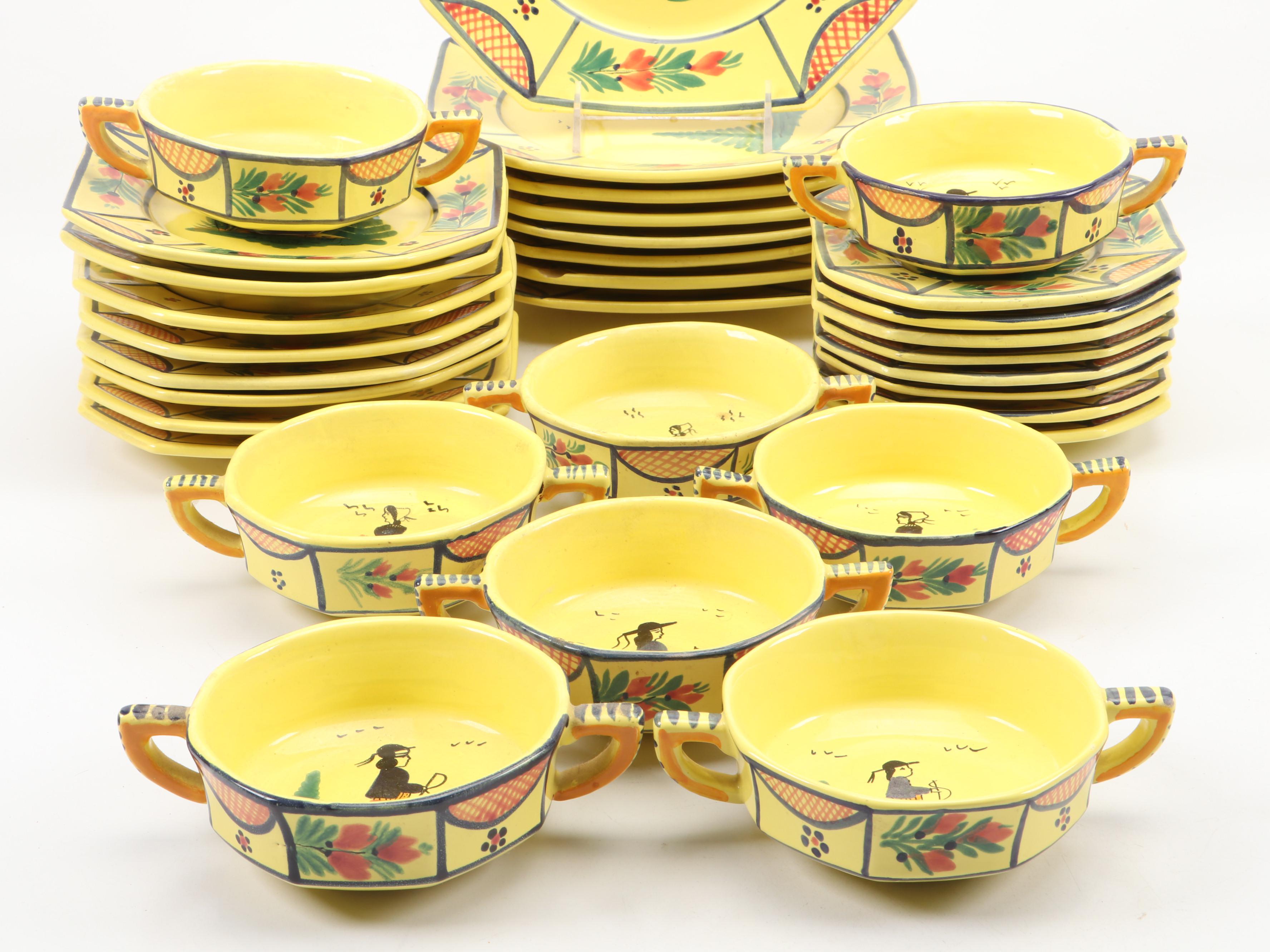 Henriot Quimper Faience "Soleil Yellow" Dinnerware, Mid to Late 20th Century