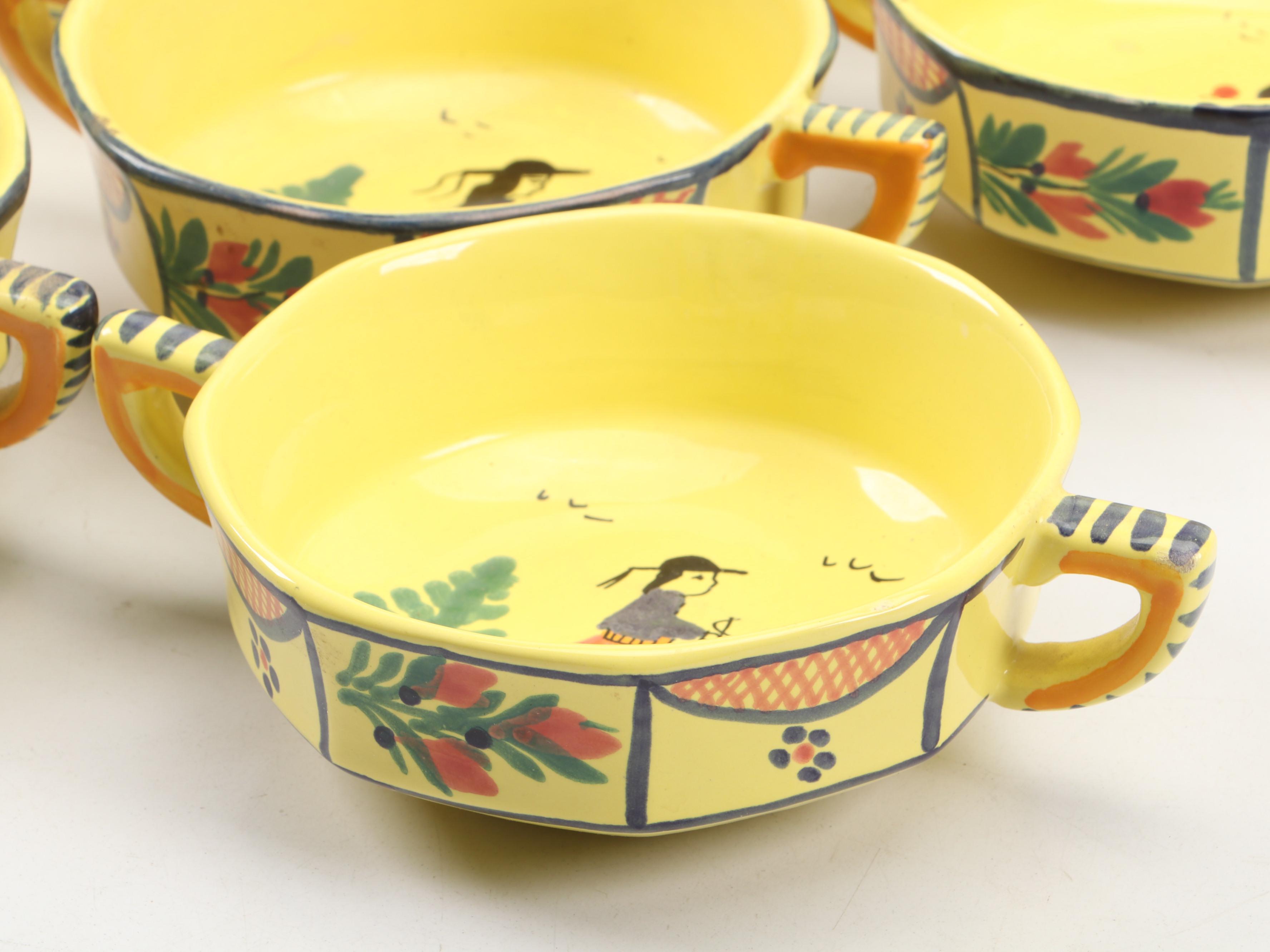 Henriot Quimper Faience "Soleil Yellow" Dinnerware, Mid to Late 20th Century