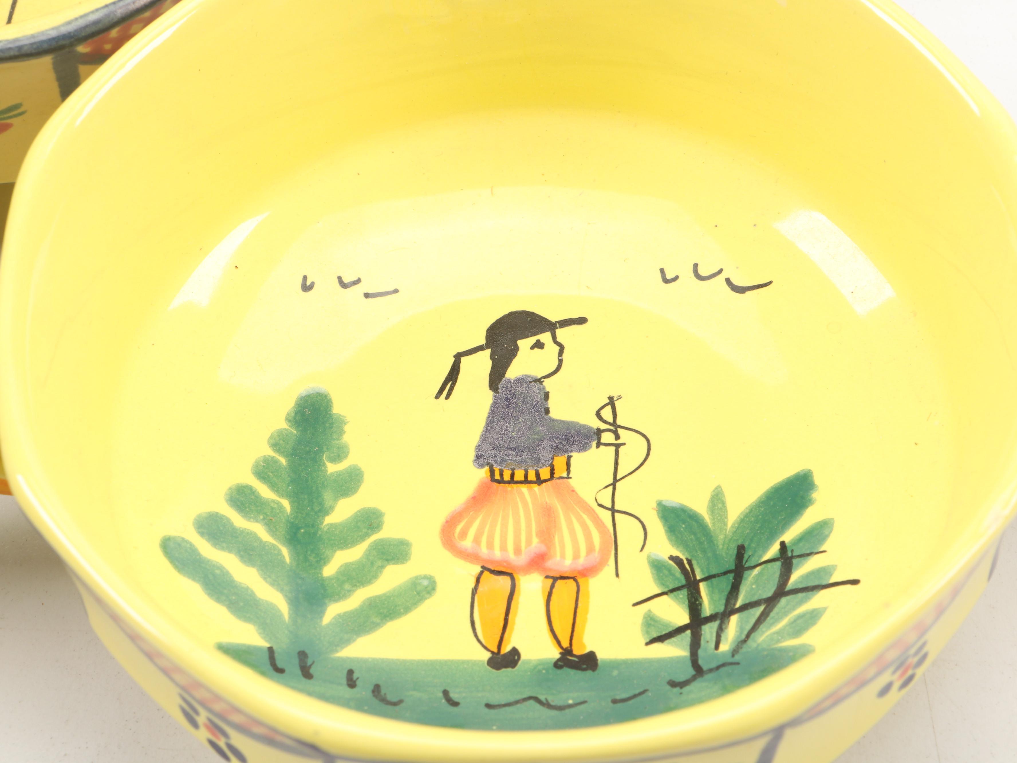 Henriot Quimper Faience "Soleil Yellow" Dinnerware, Mid to Late 20th Century