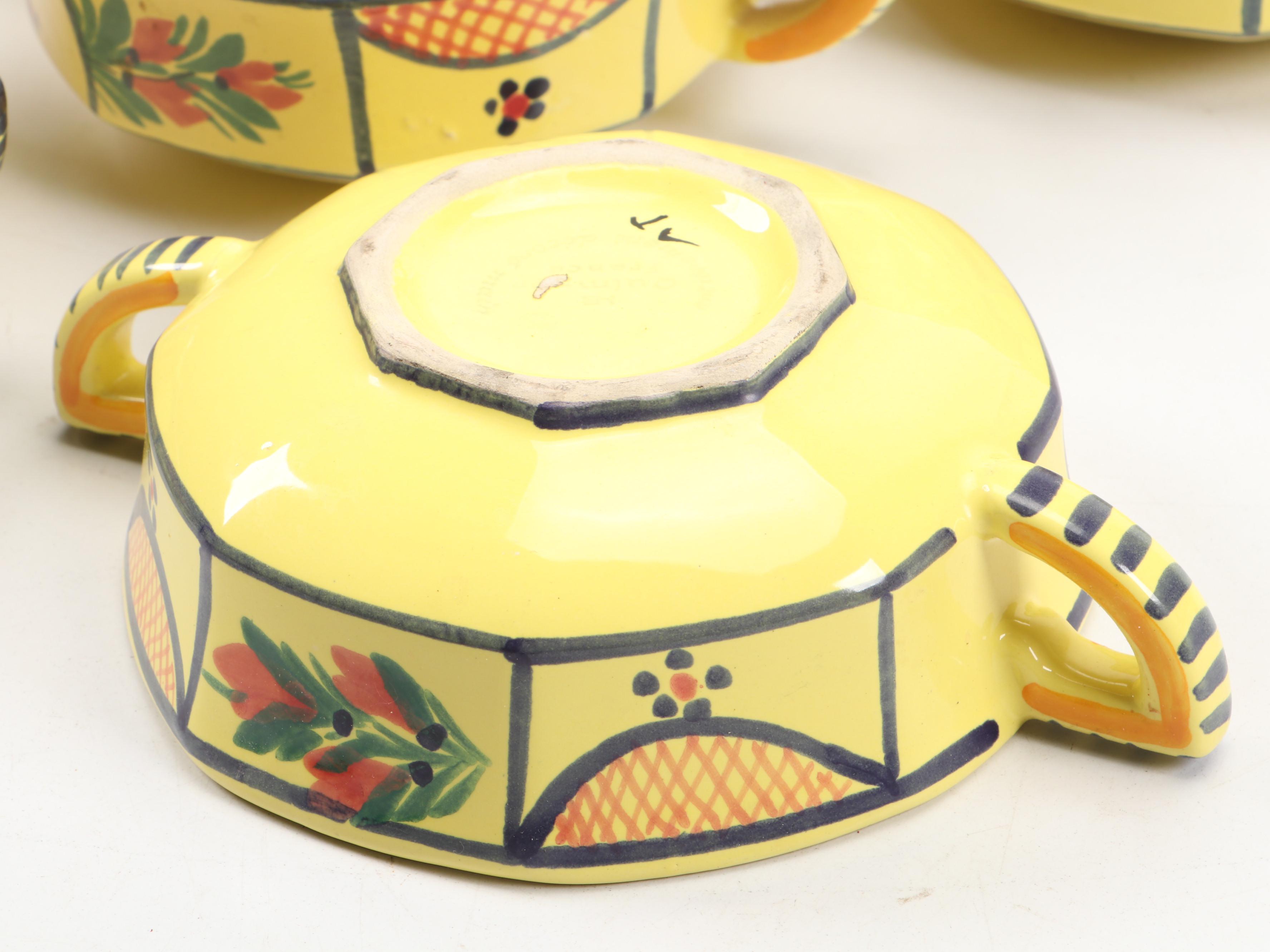 Henriot Quimper Faience "Soleil Yellow" Dinnerware, Mid to Late 20th Century