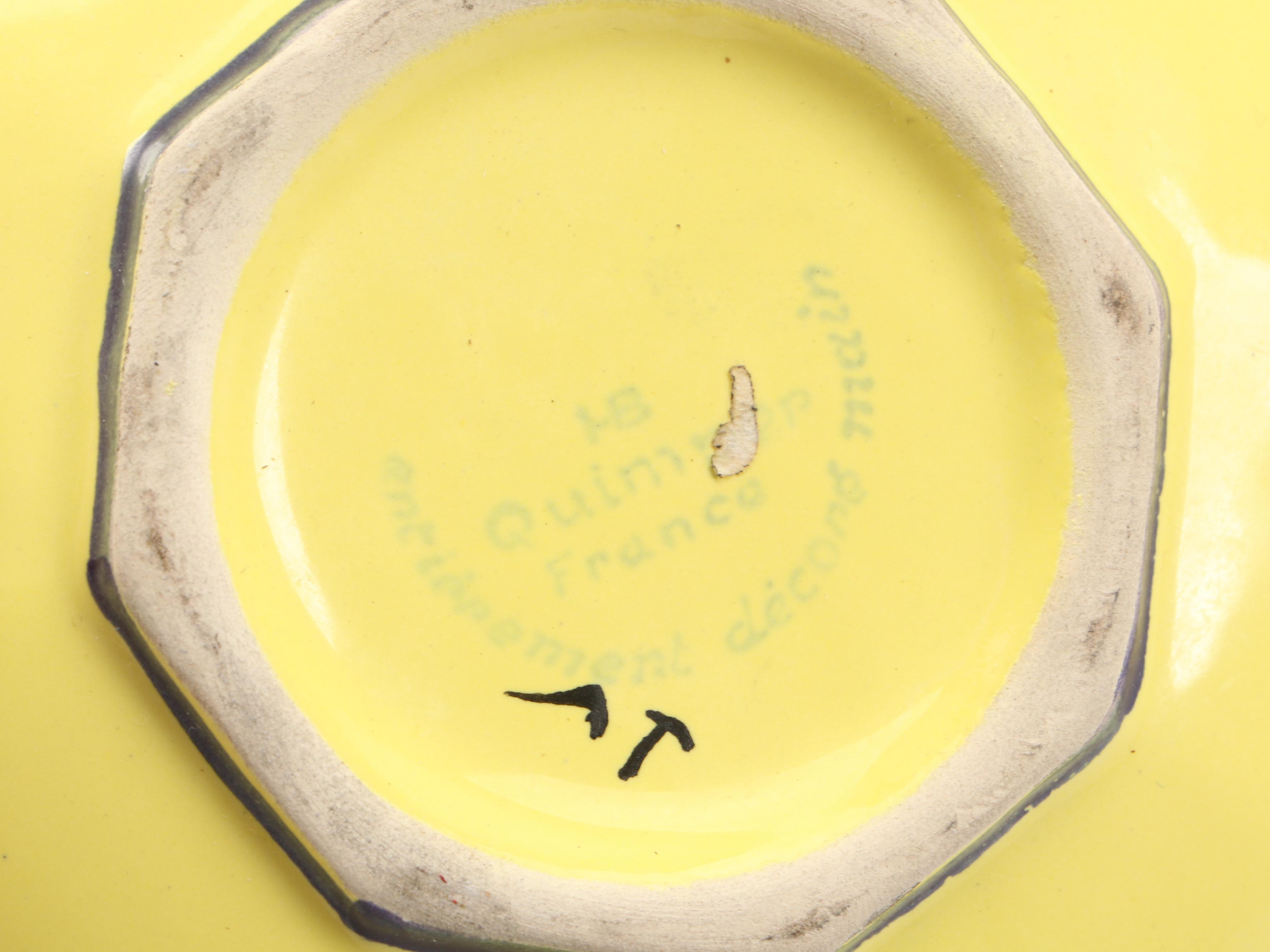 Henriot Quimper Faience "Soleil Yellow" Dinnerware, Mid to Late 20th Century