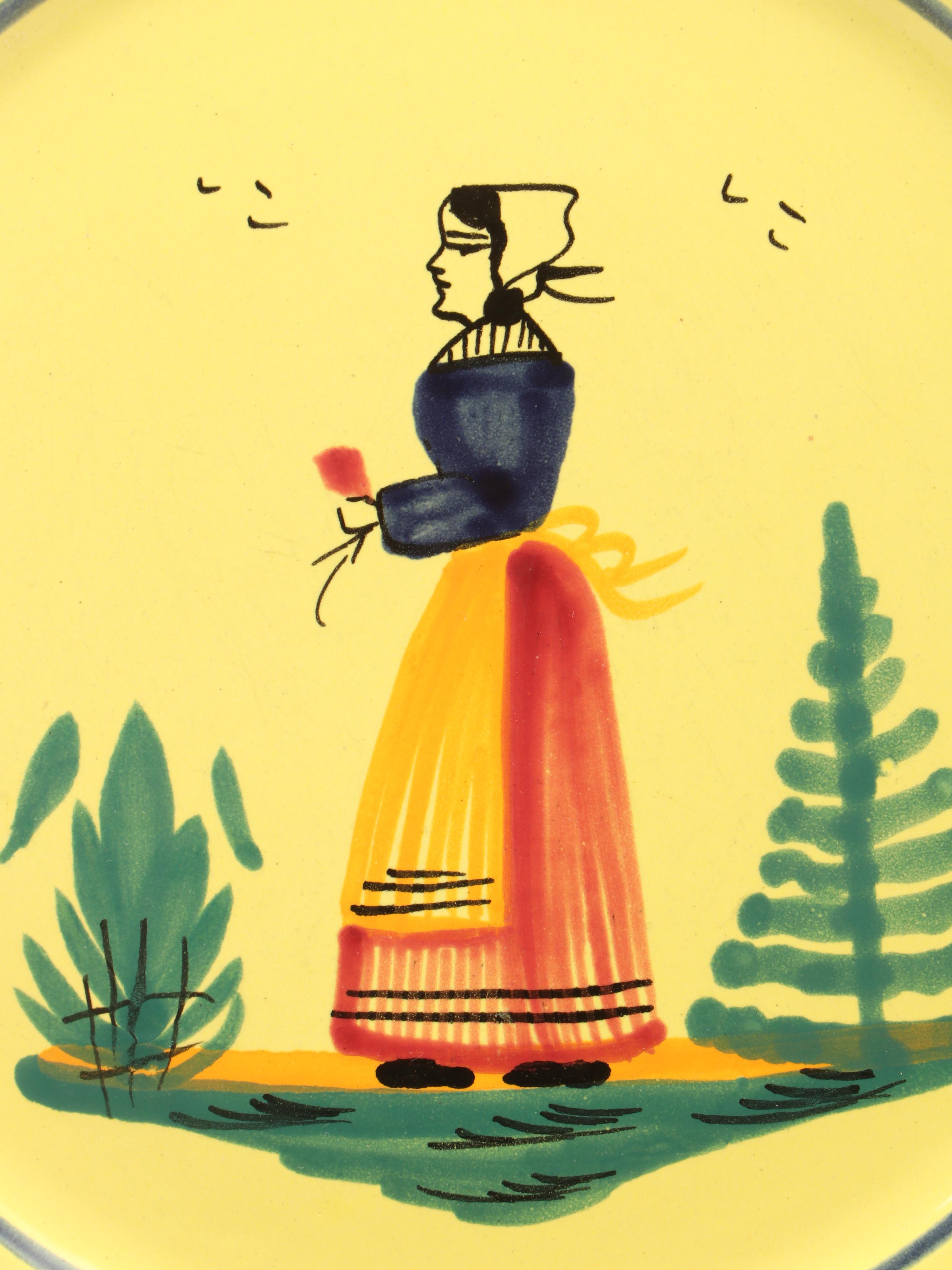 Henriot Quimper Faience "Soleil Yellow" Dinnerware, Mid to Late 20th Century