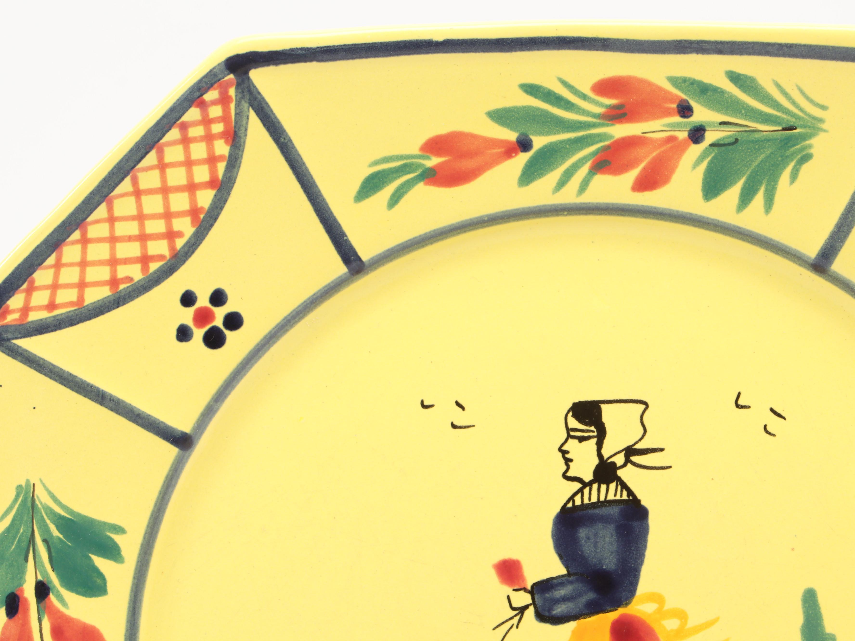 Henriot Quimper Faience "Soleil Yellow" Dinnerware, Mid to Late 20th Century