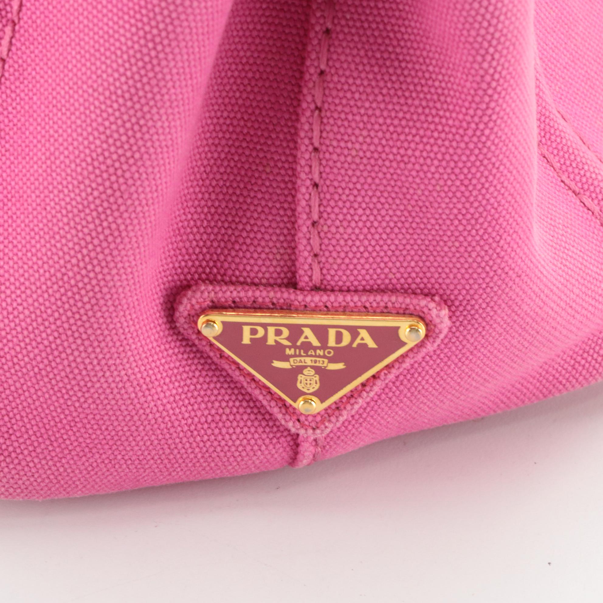 Prada Canapa Logo Hot Pink Canvas Top Handle Tote Bag