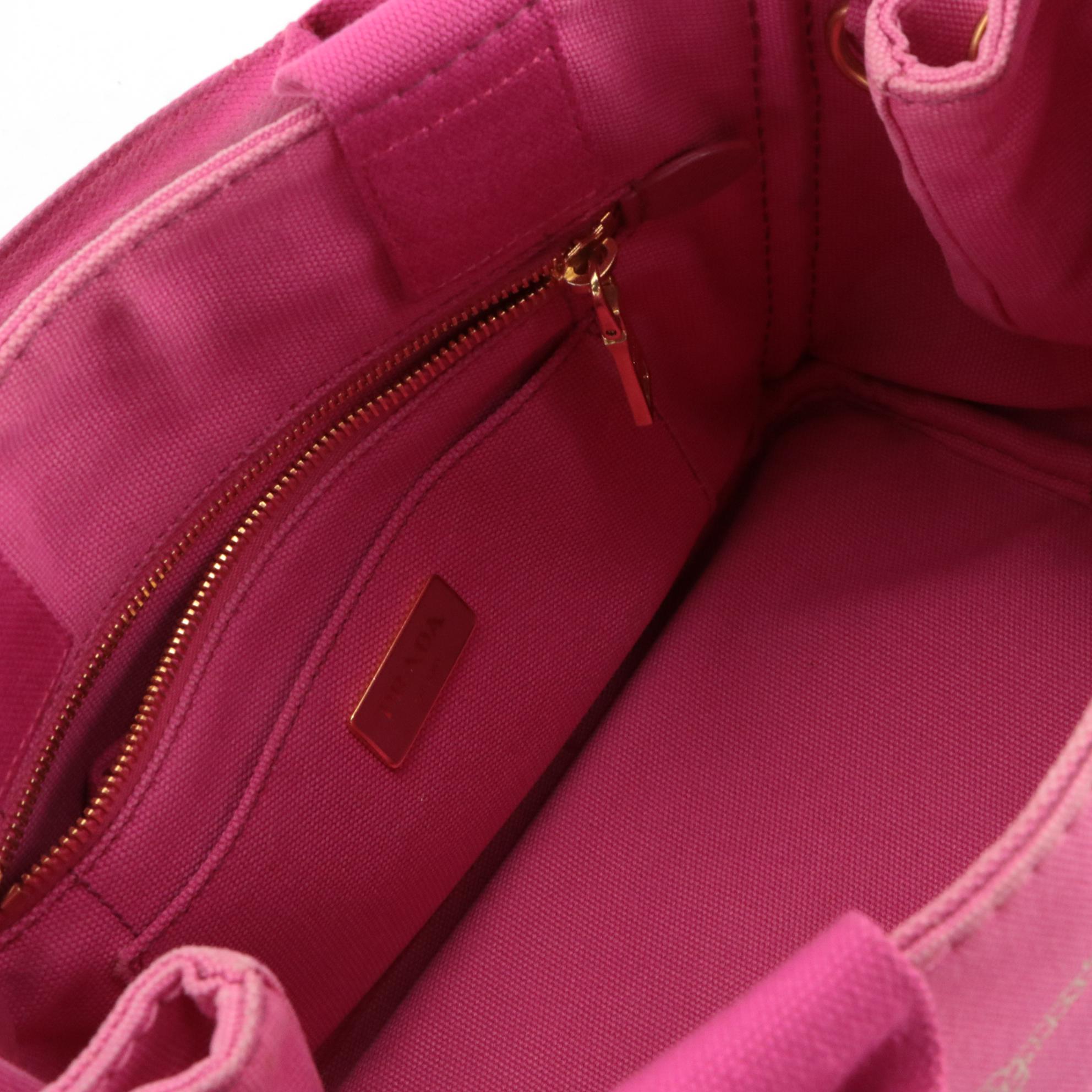 Prada Canapa Logo Hot Pink Canvas Top Handle Tote Bag